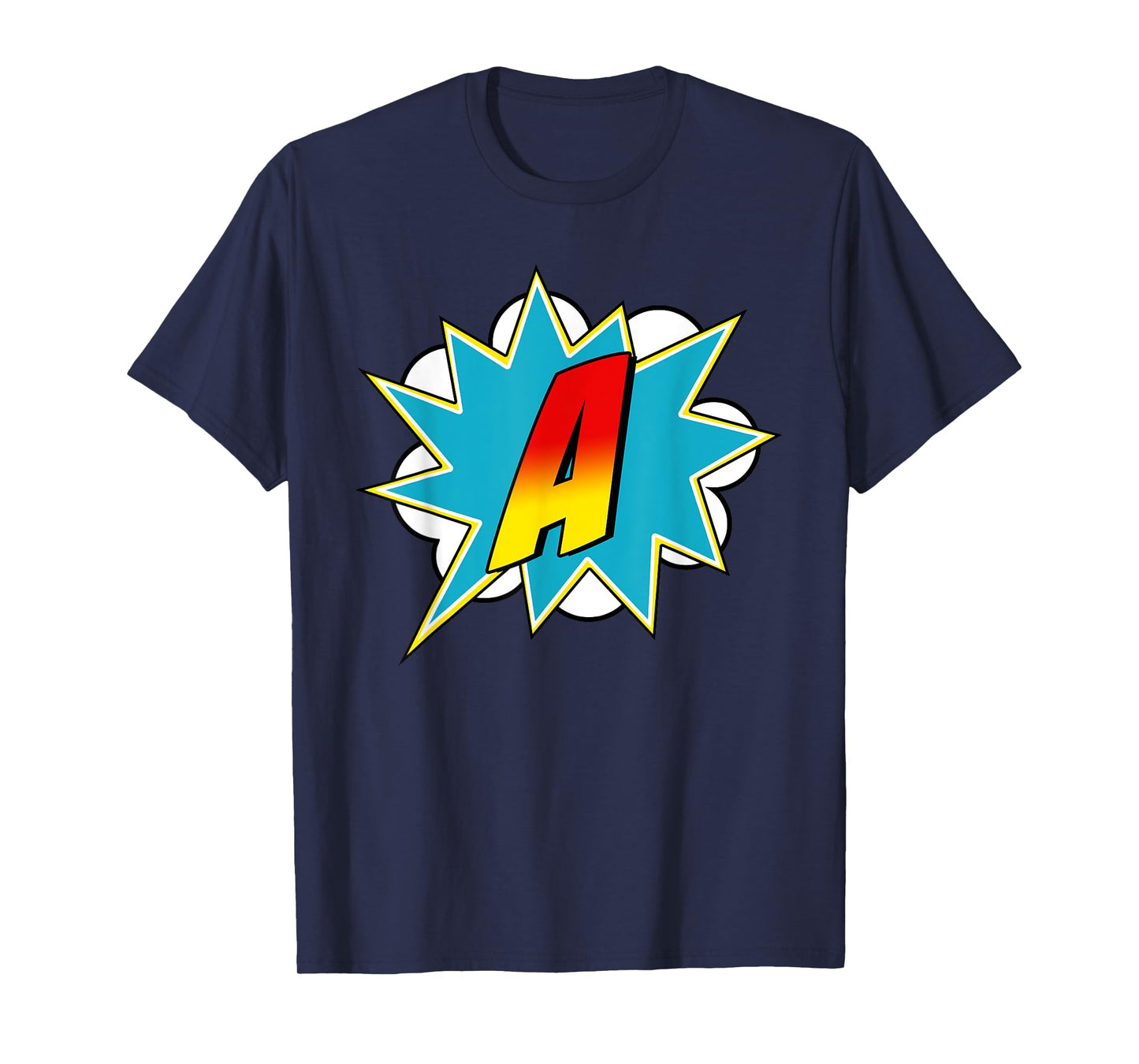 Letter A Superhero Name Comic Letter Retro Costume T-Shirt