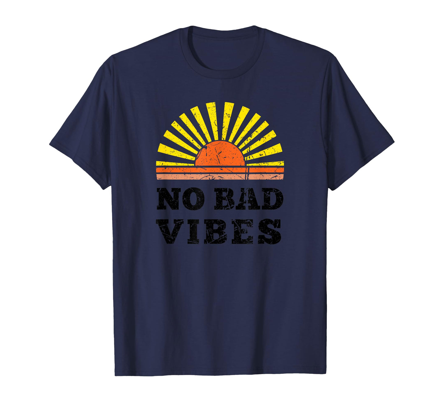 No Bad Vibes Summer Retro Sunset Think Positive Wellbeing Men Women Girls Kids T-Shirt