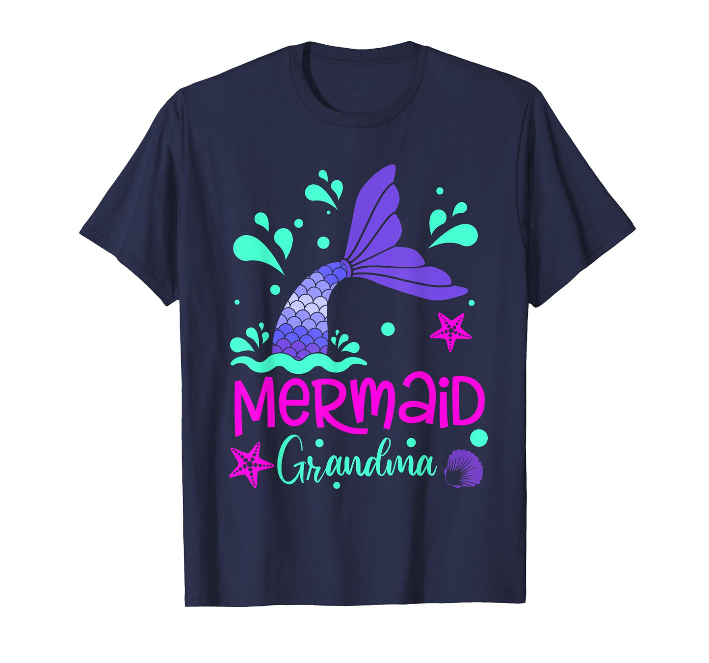 Mermaid Grandma Funny Matching Family Bday Party Squad T-Shirt