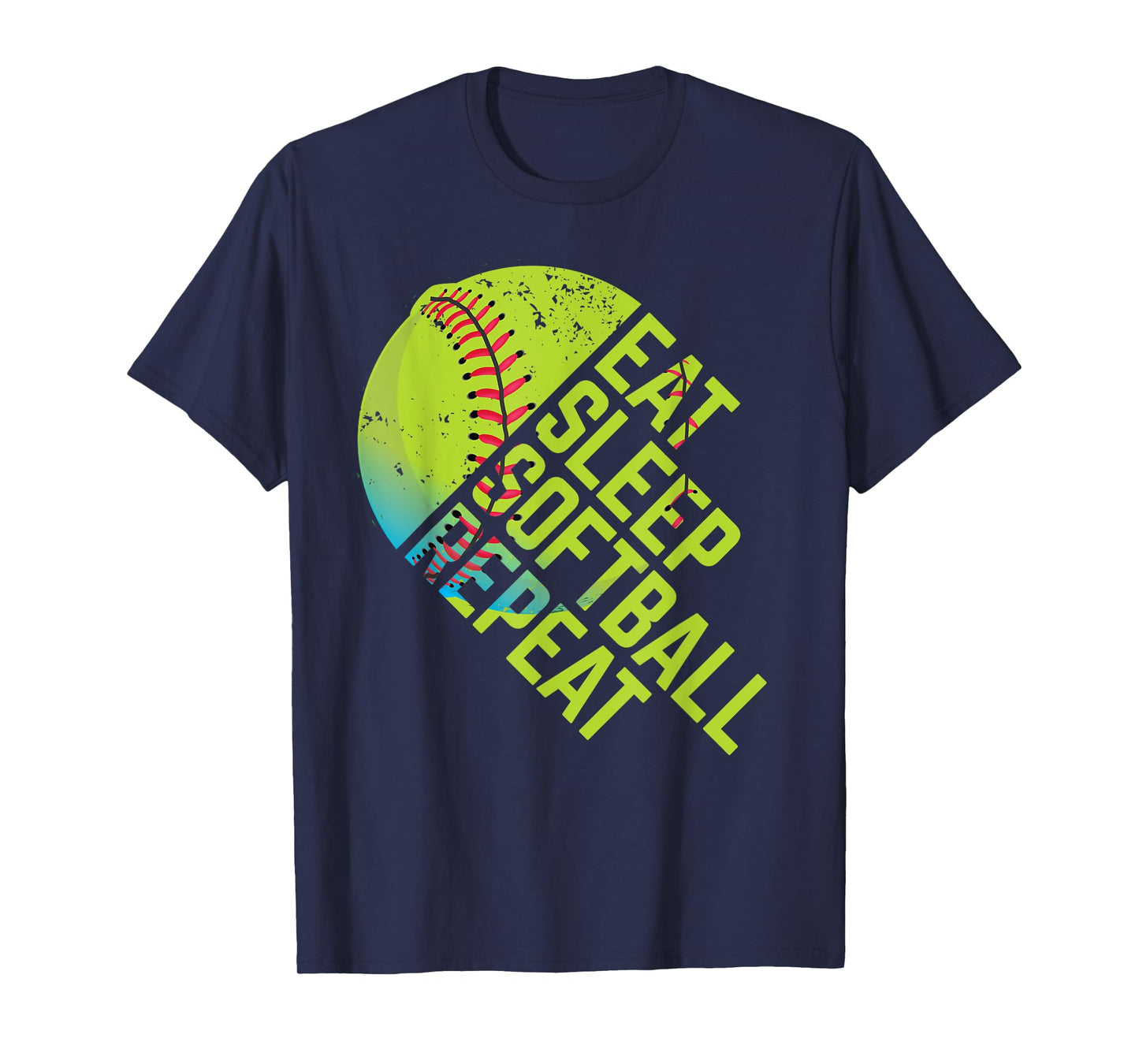 Eat Sleep Softball Repeat Funny Bat & Ball Player Sports Gag T-Shirt