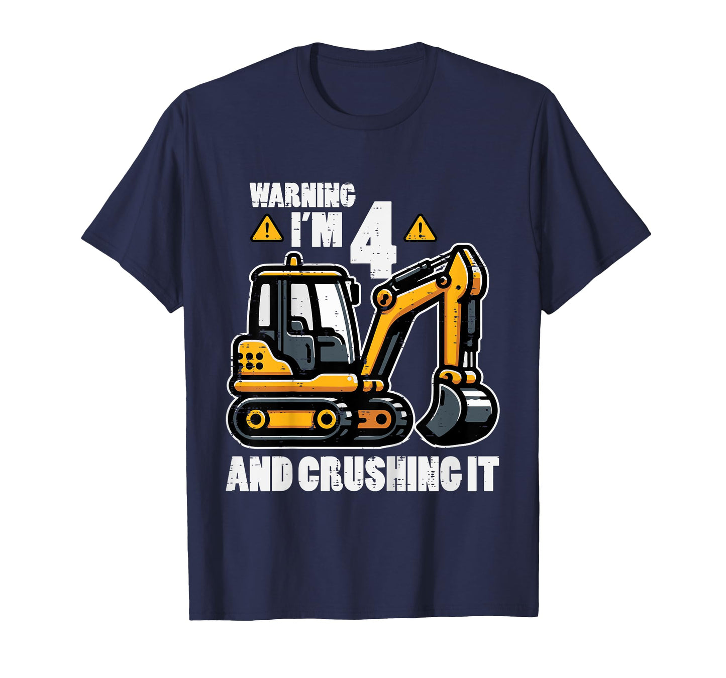 Kids Im 4 Crushing It Excavator 4th Birthday Construction Boy Kid T-Shirt