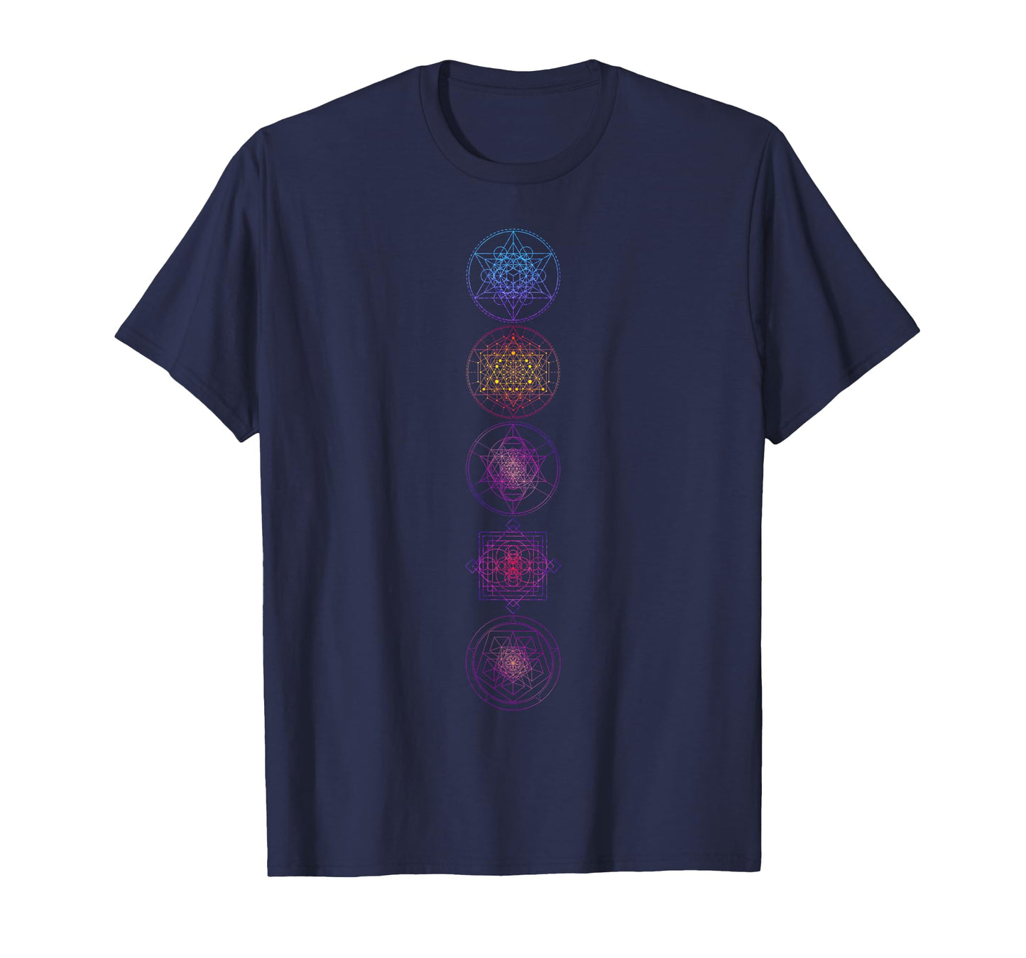 Sacred geometry Symbols With Flower of Life Gradient Colors T-Shirt