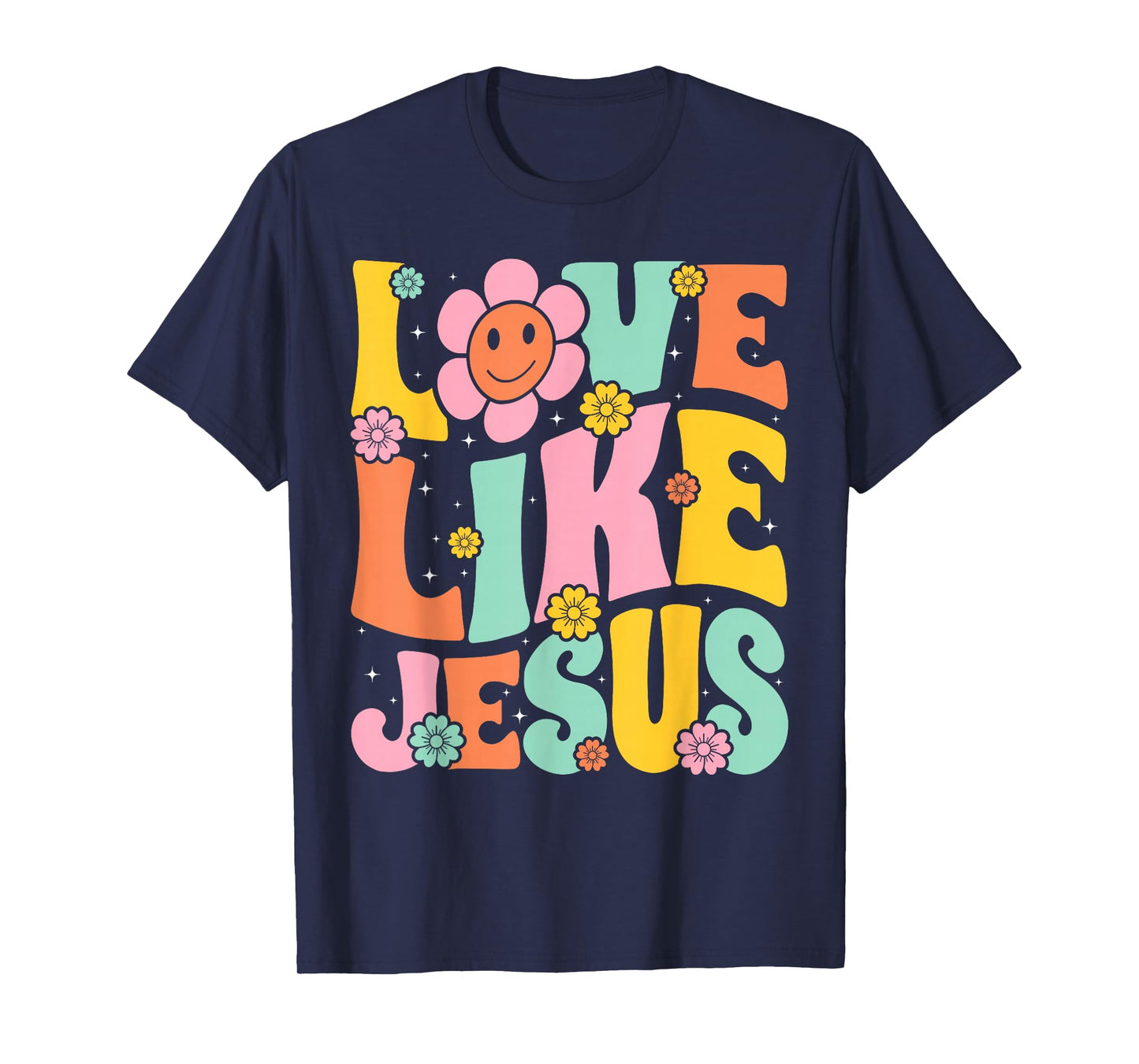Groovy Love Like Jesus Religious God, Girls Women Christian T-Shirt
