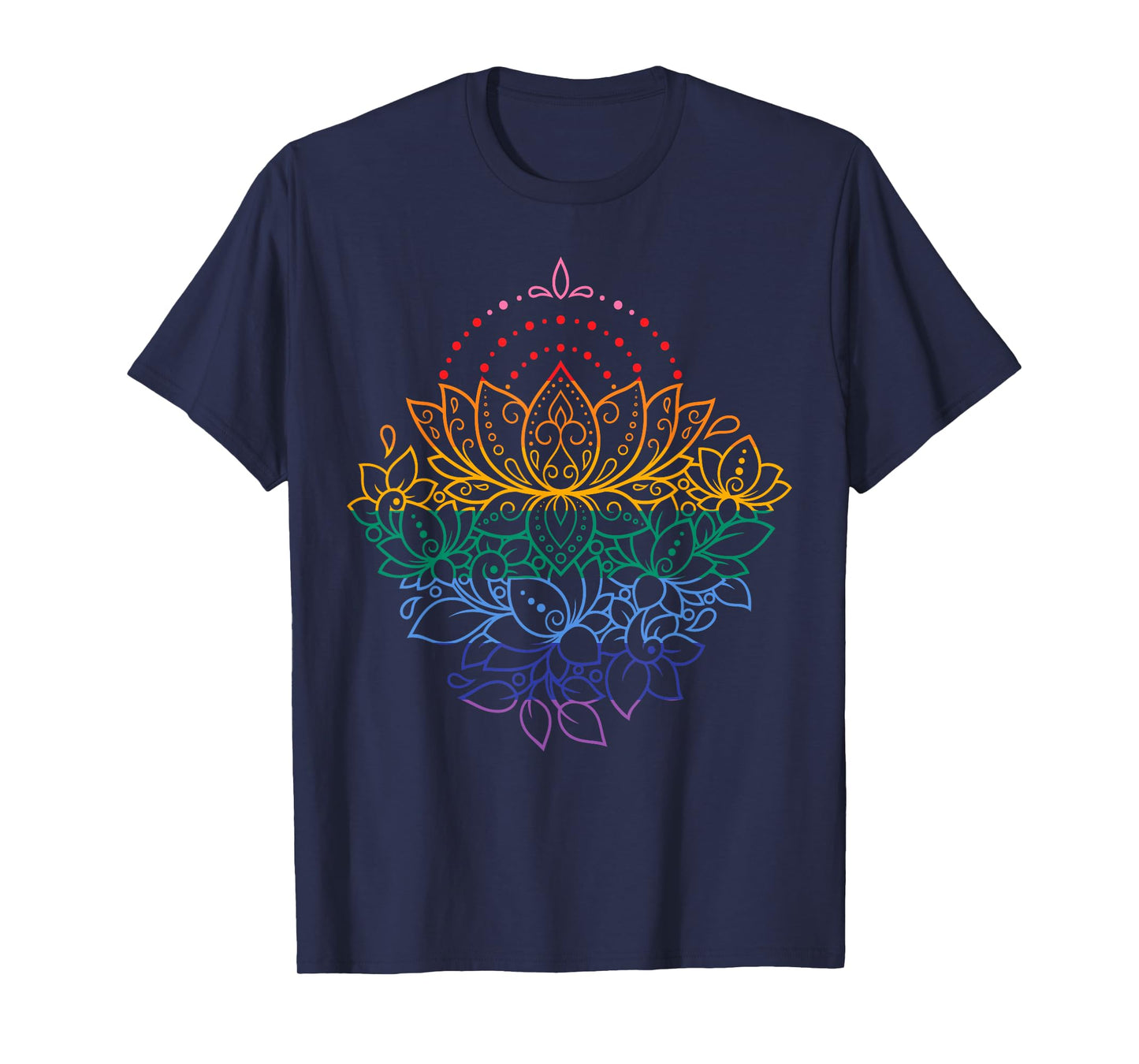 Rainbow Lotus Mandala Yoga LGBTQ Lesbian Gay Pride Month T-Shirt