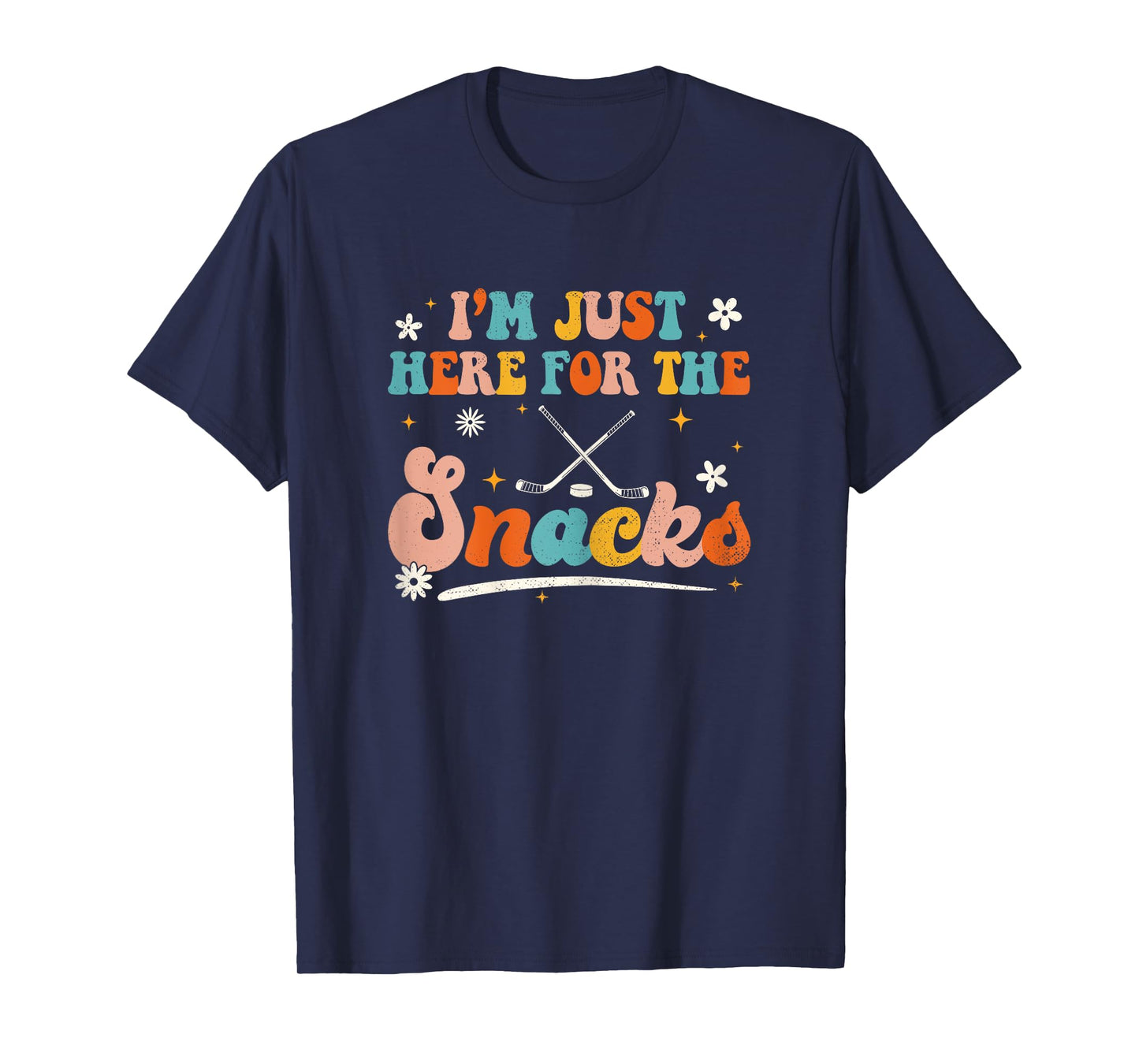 Funny Just Here For The Snacks Hockey Groovy Women Kids T-Shirt