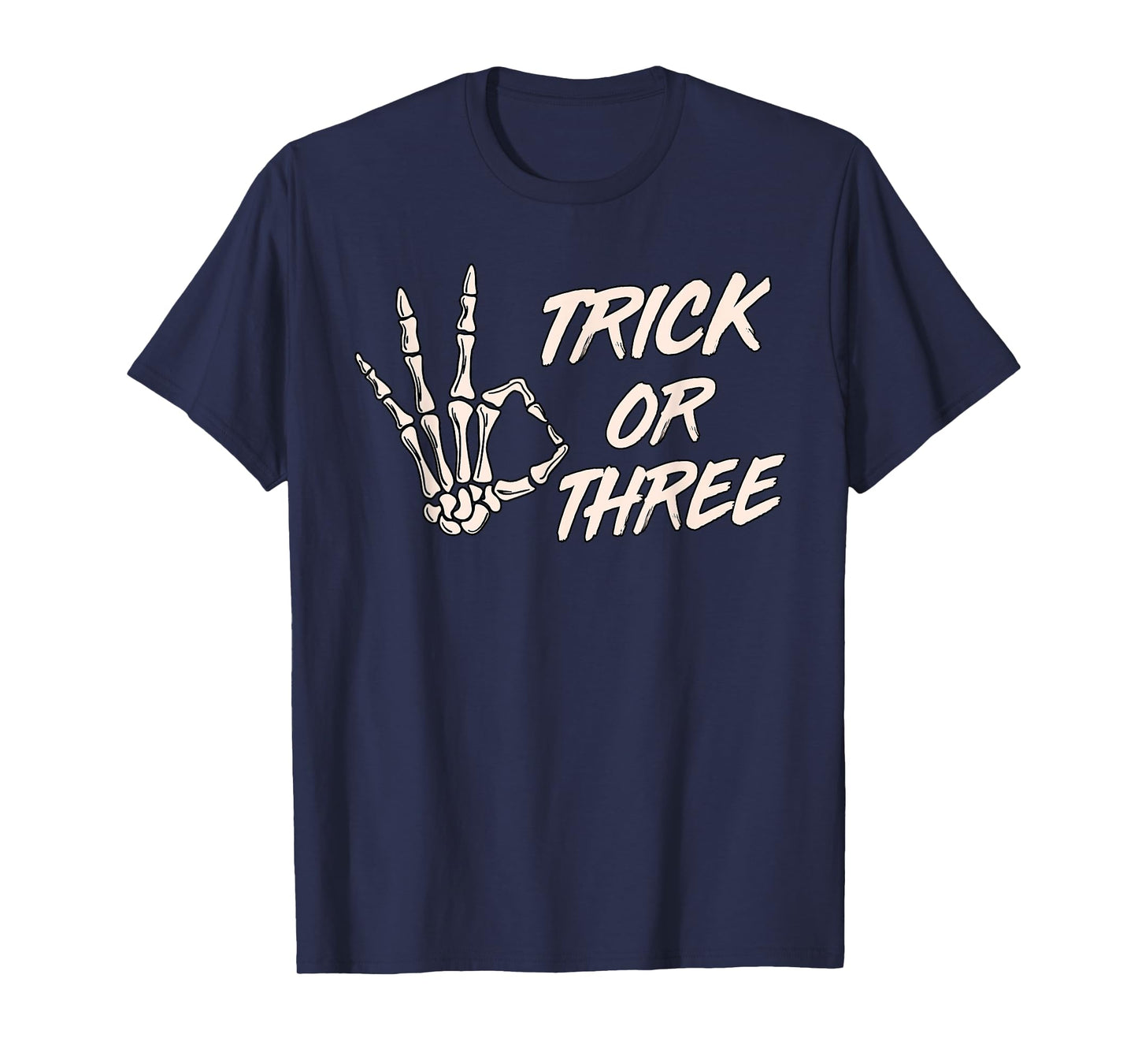 Trick or Three Halloween 3rd Birthday Spooky Skeleton Hand T-Shirt