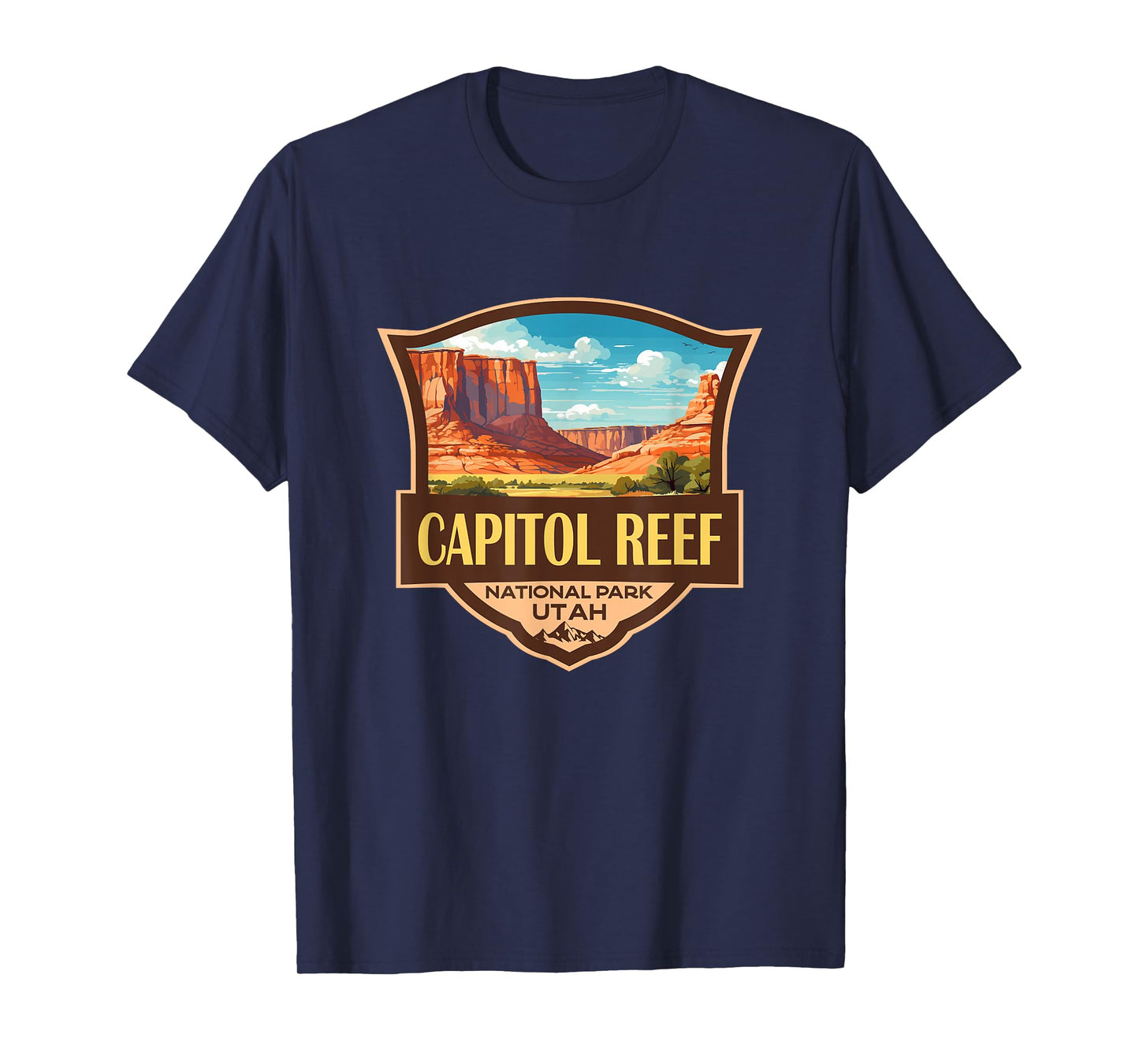 Capitol Reef National Park Illustration Retro Badge T-Shirt