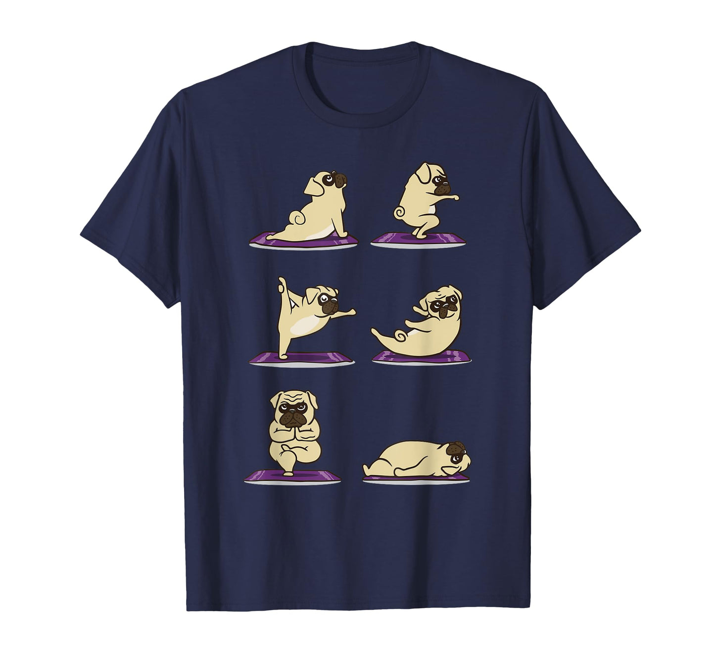 Funny Pug doing Yoga Exercises Asanas T-Shirt