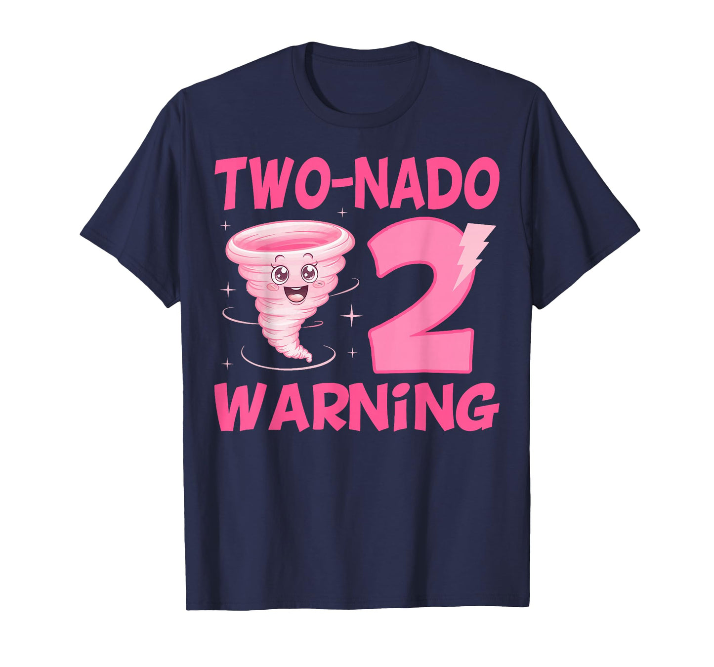 Kids Two-nado Warning 2nd Birthday Pink Tornado Birthday T-Shirt