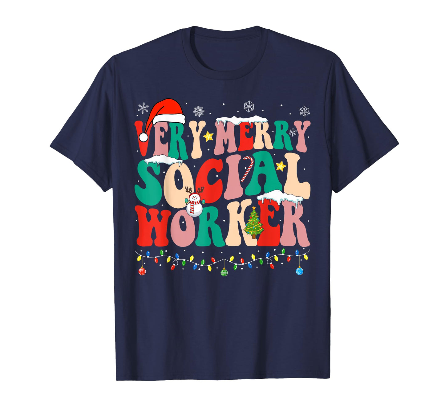 Very Merry Social Worker Xmas Cool Christmas Social Worker T-Shirt