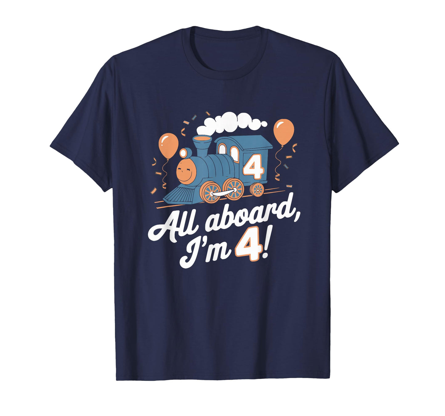 Train 4th Birthday All Aboard I'm 4 Design For Kids T-Shirt