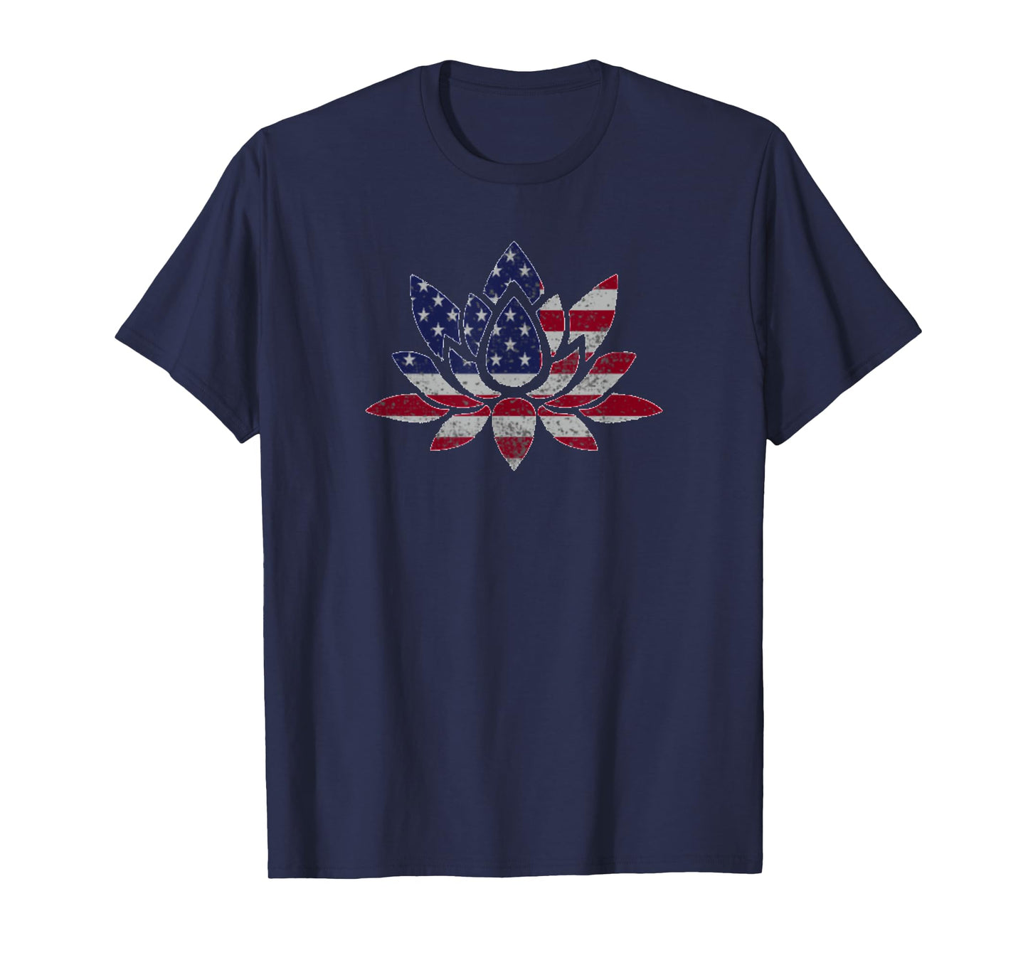 Patriotic USA Flag Lotus Flower Yoga Meditation July 4th T-Shirt for Women Men