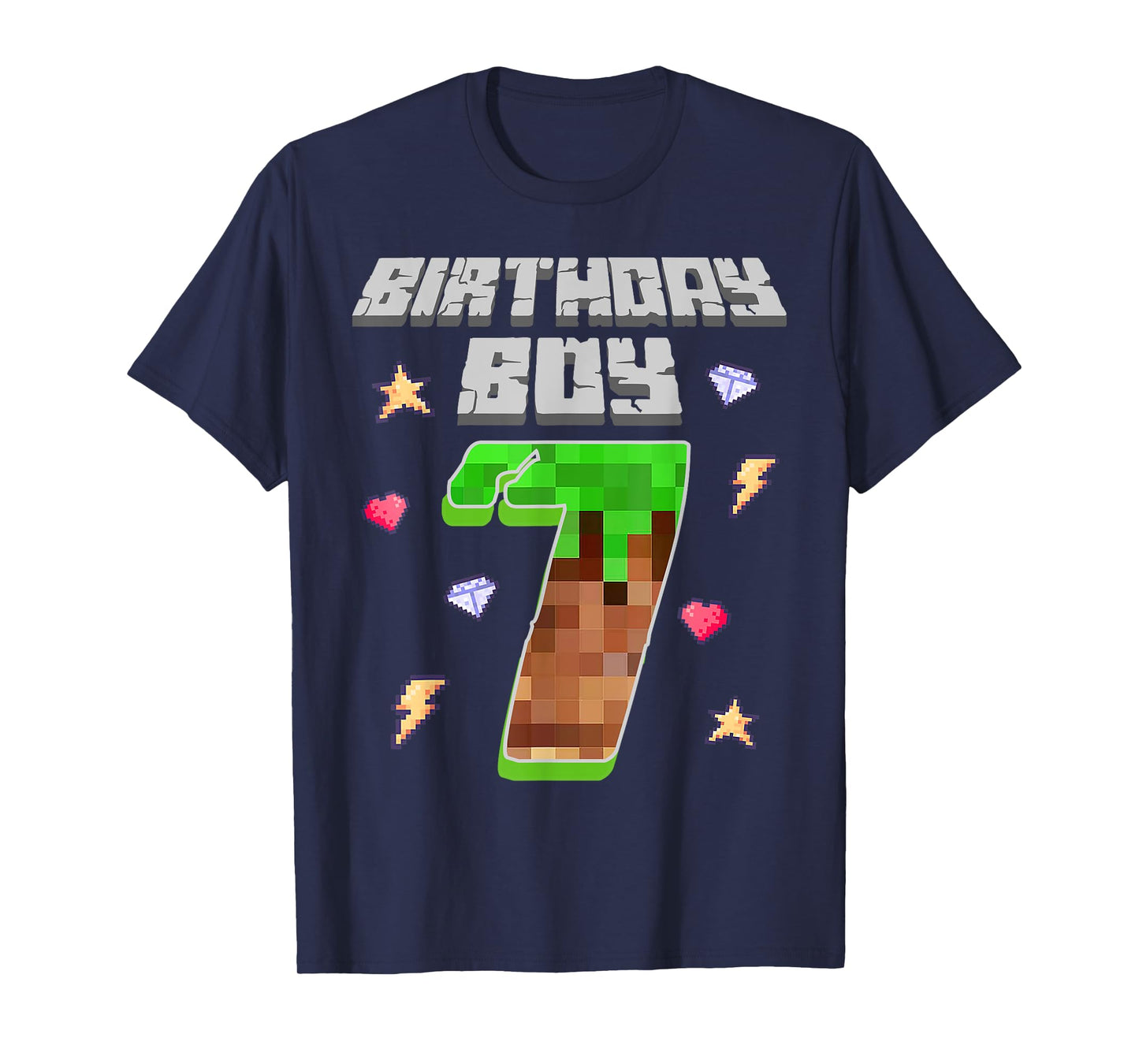 It's My 7th Birthday Boy Seven 7 Year Old Pixel Gaming Party T-Shirt