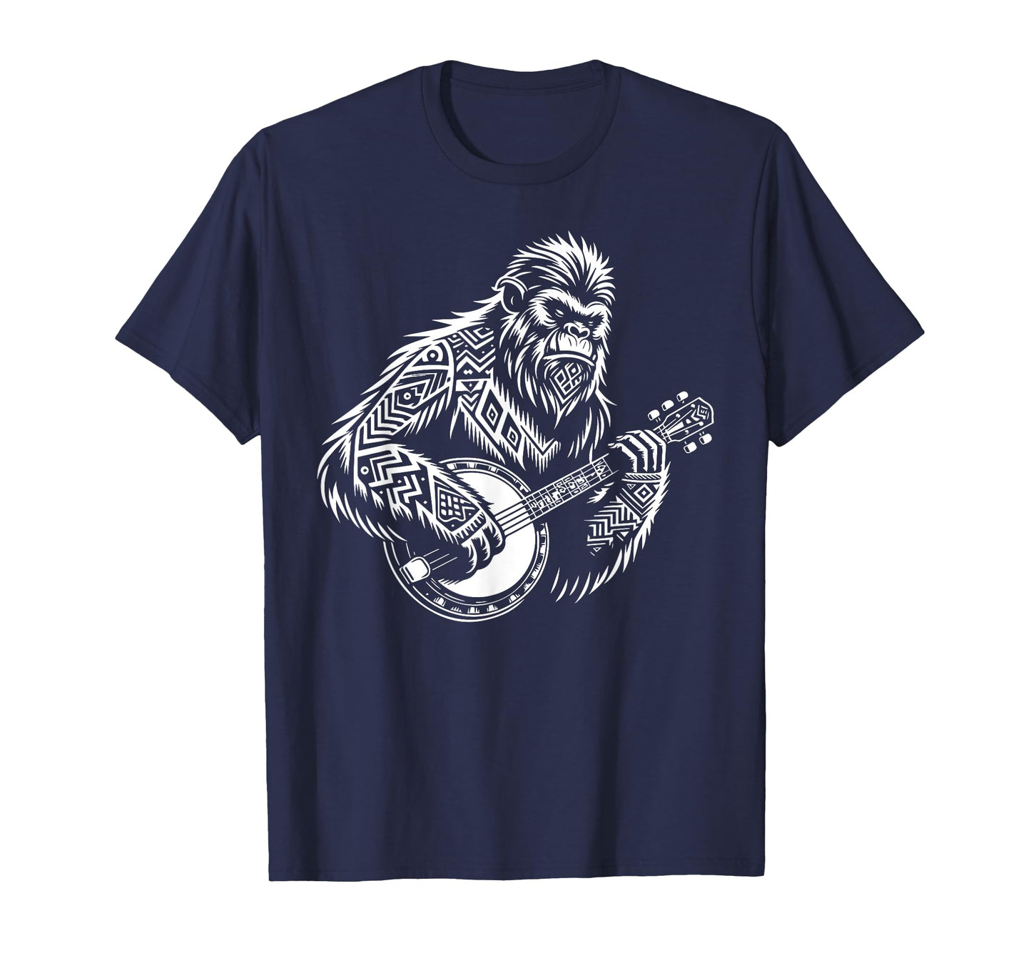 Zen Bigfoot Playing Banjo Tribal Art Music Fest Sasquatch T-Shirt