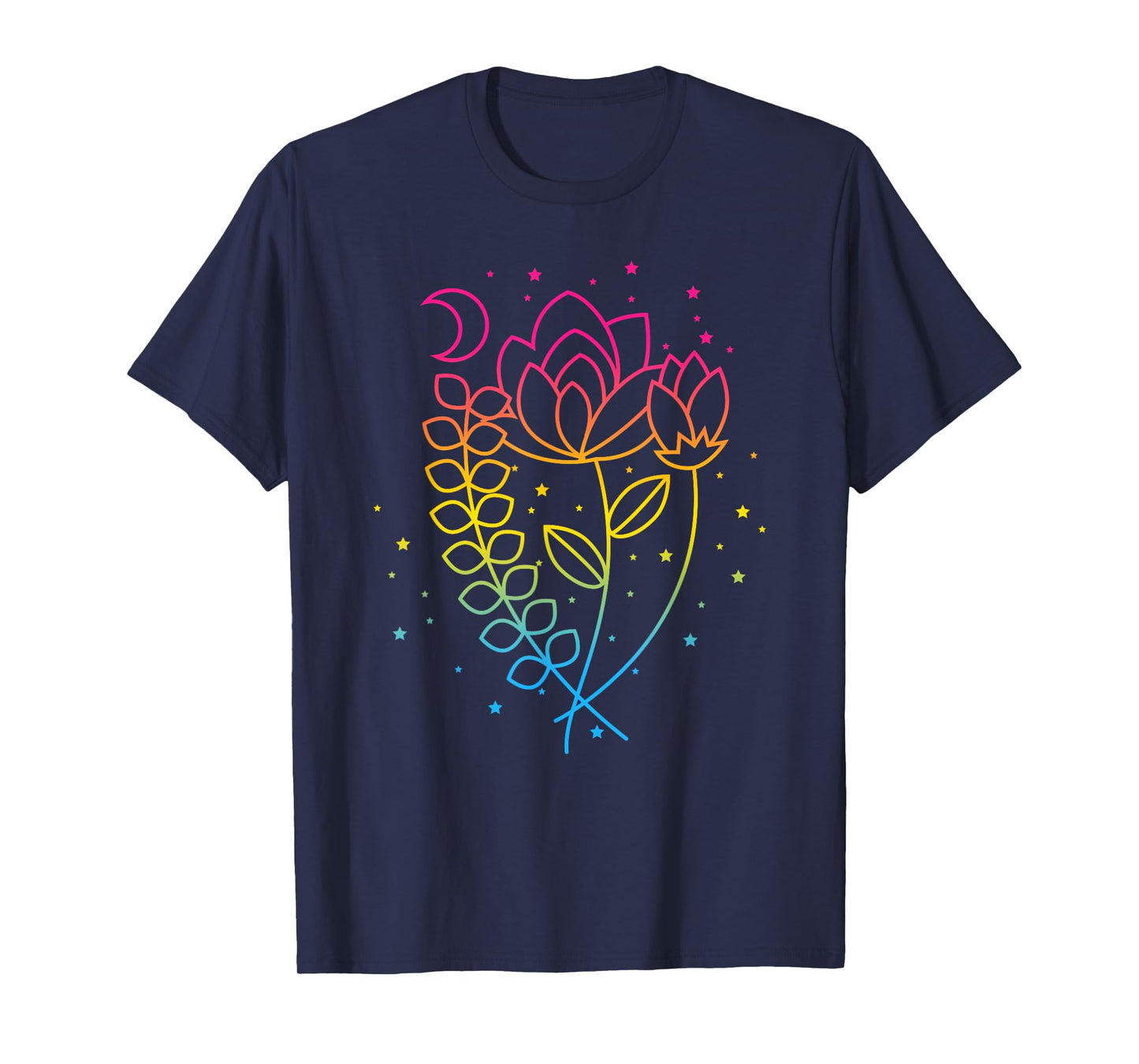 Pansexual Floral Pan Pride Flag Colors Subtle Boho Lotus T-Shirt