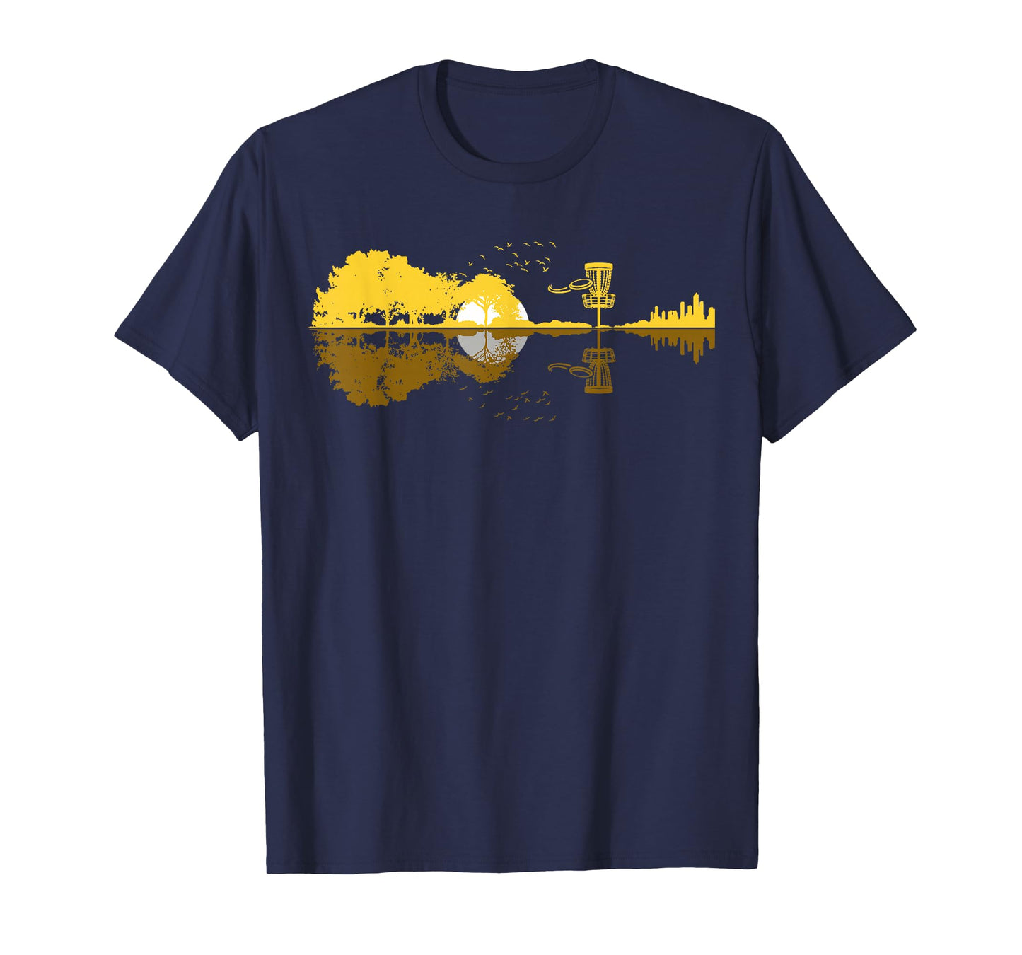 Disc Golf Sunset Guitar Guitarist Player Golfing Frisbee Dad T-Shirt
