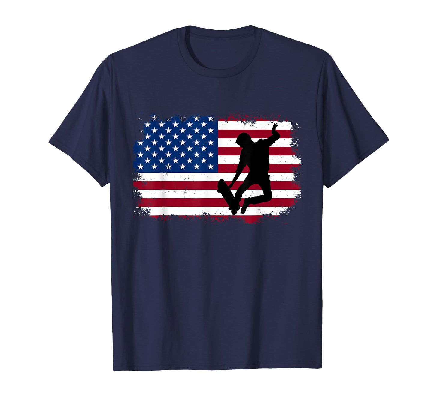 Skateboarding Skater Skate Board American Flag Men Boys T-Shirt