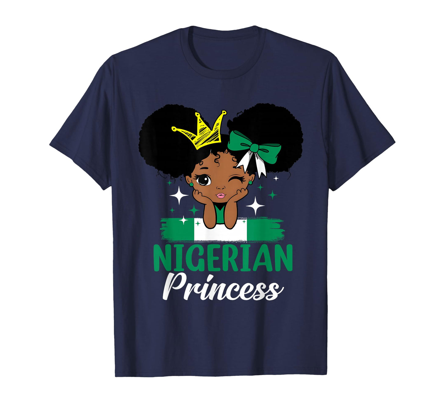 Nigerian Princess Nigeria Girl Melanin Cute Nigerian Flag T-Shirt