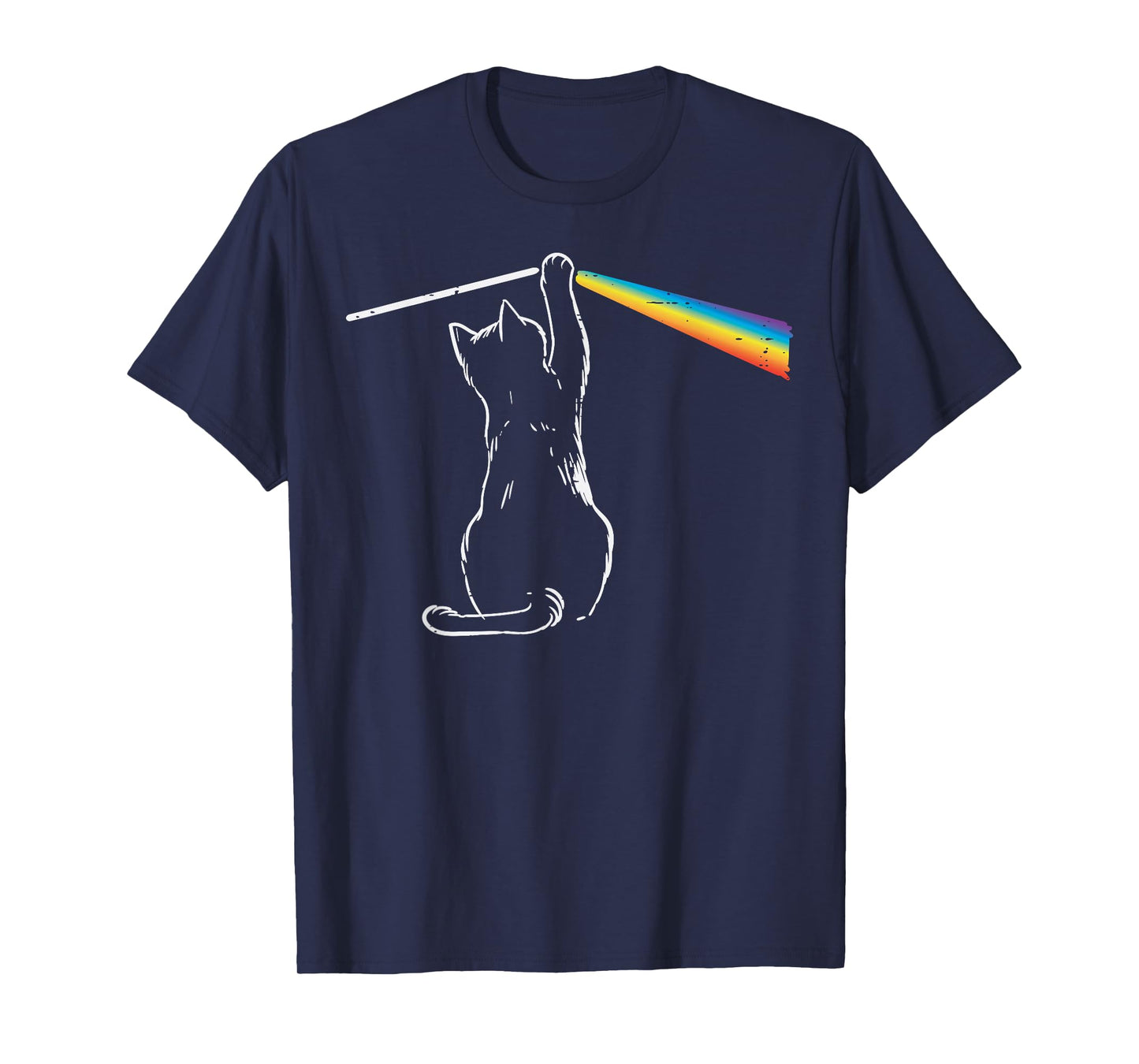 Cat Rainbow Light Cool Prism Science Spectral Men Women Kids T-Shirt