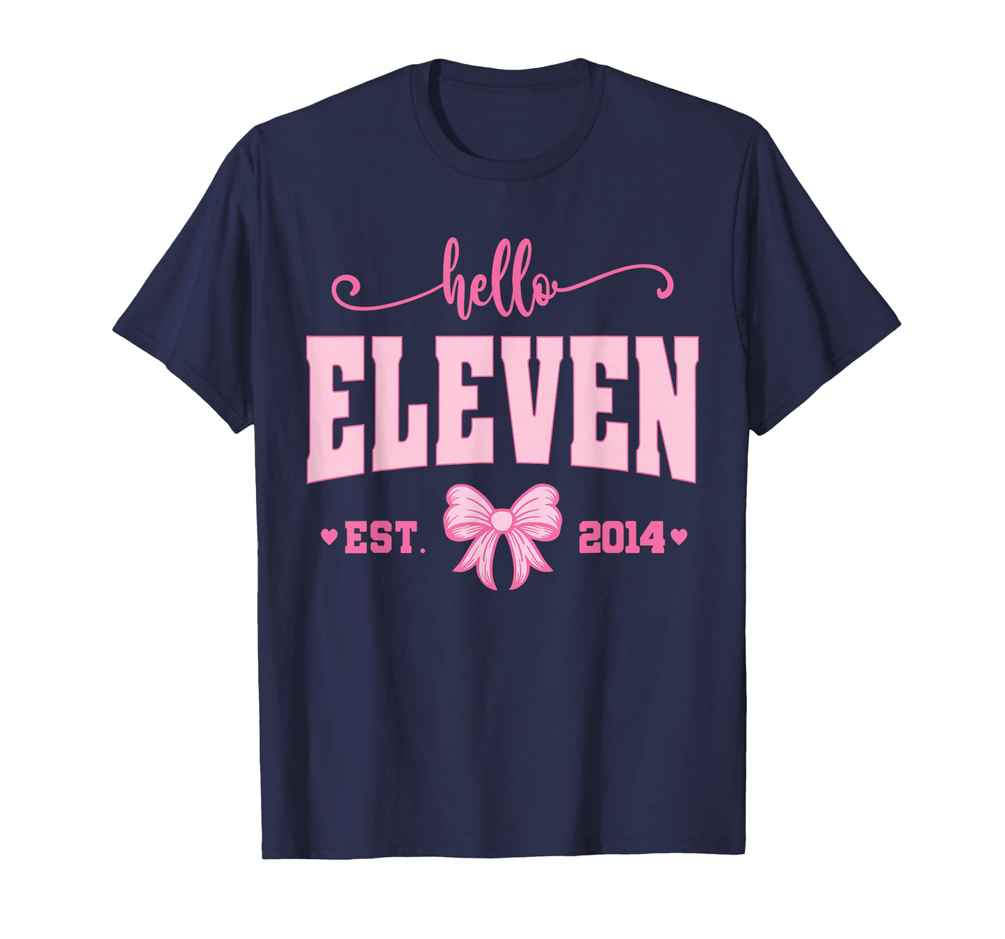 Hello Eleven Est 2014 Coquette Bow 11th Birthday Girl T-Shirt