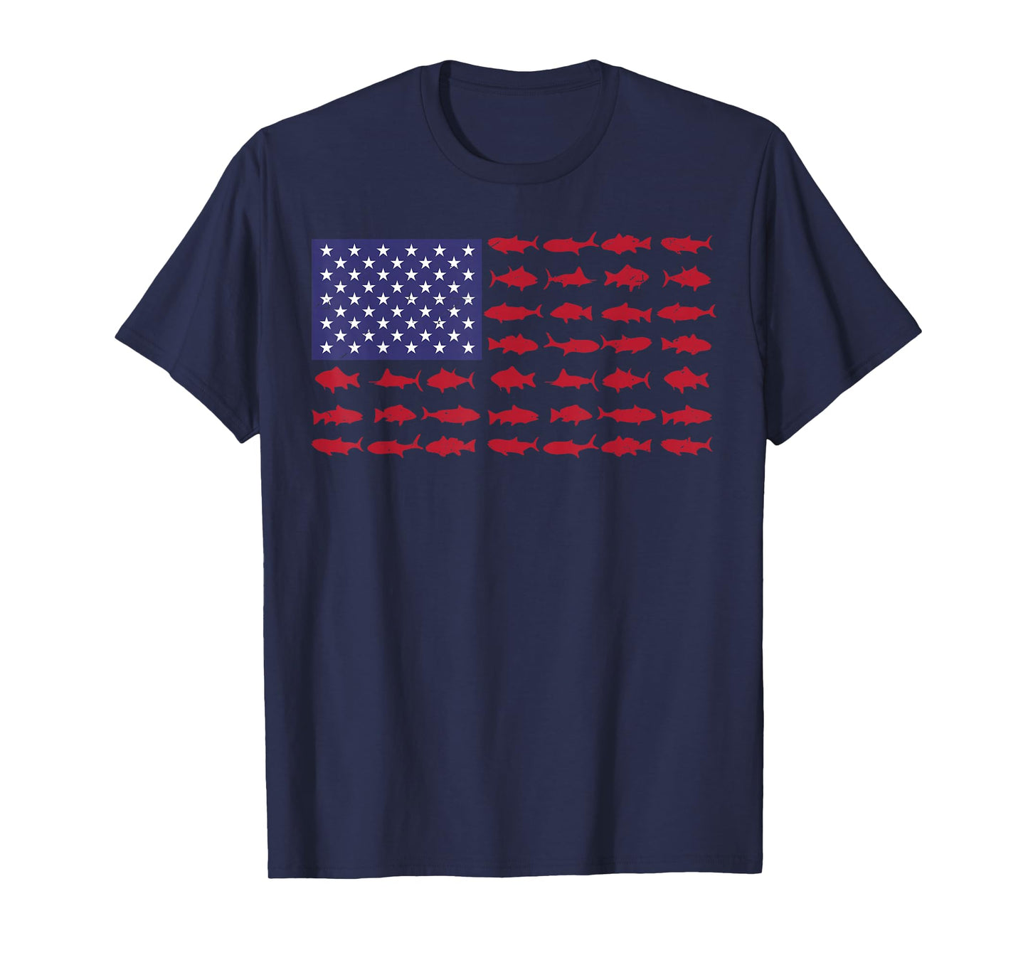 American Flag Fishing Men Kids Bass Fish Dad USA Patriotic T-Shirt