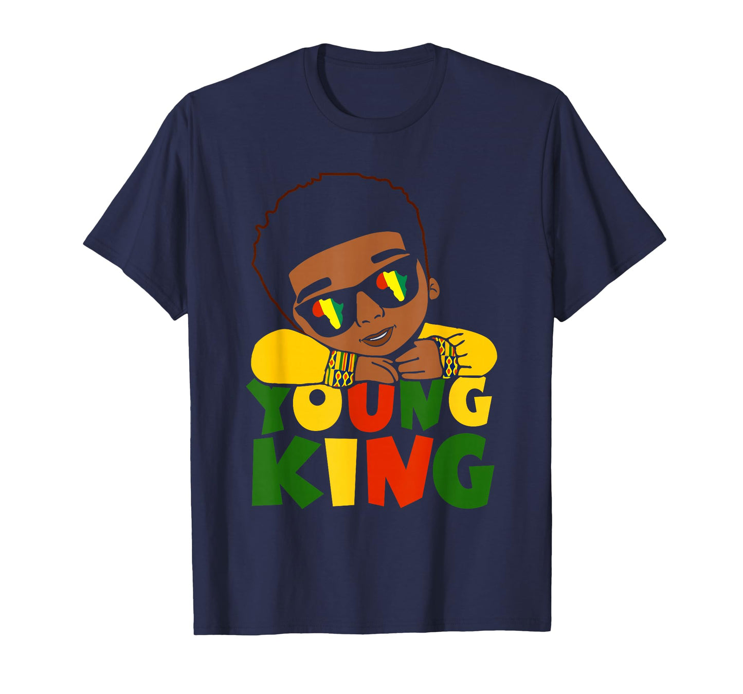 Black Young King Black History Month Kids Afro Boys Men T-Shirt