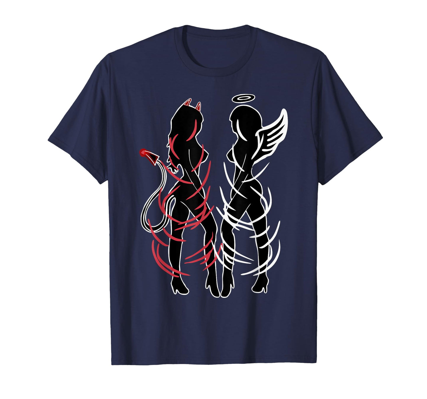 Sexy Women Illustration Duality Symbol Devil And Angel Girls T-Shirt