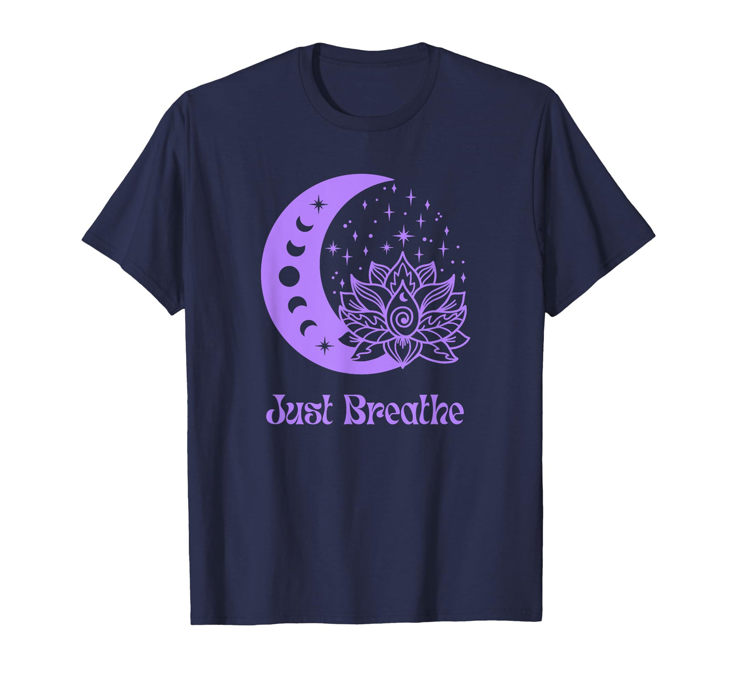 Yogi Purple Moon Phase Yoga Meditation Just Breathe Women's T-Shirt