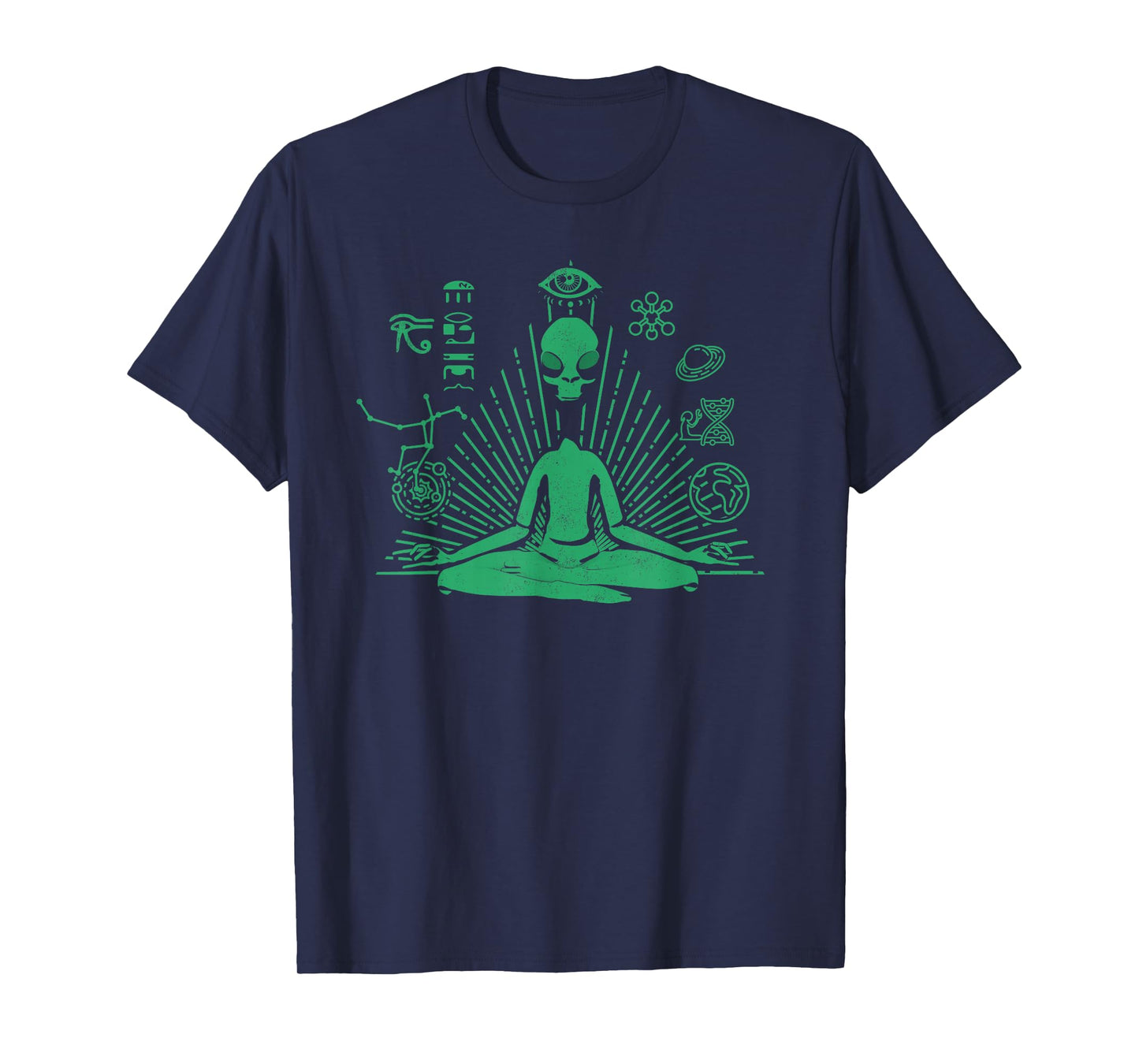 Green Alien Shirt UFO Zen Yoga Meditation Funny T-Shirt