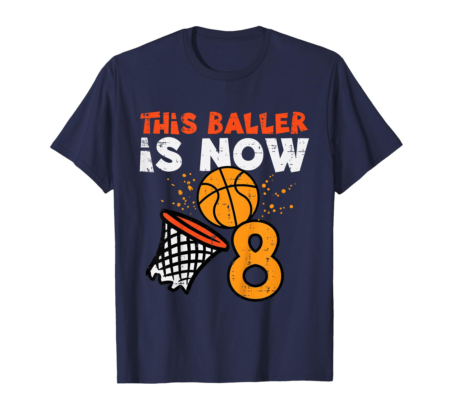 This Baller Is Now 8 Basketball 8th Birthday Bday Boys Kids T-Shirt