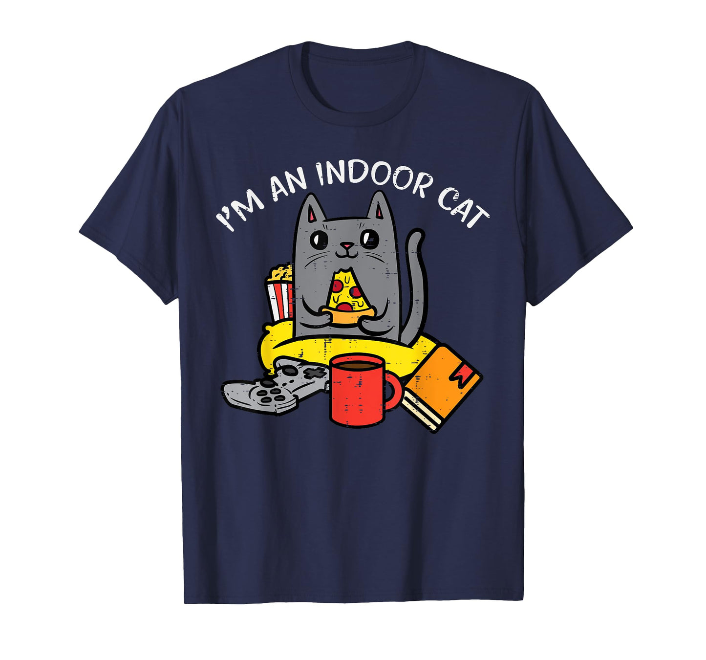 Im Indoor Cat Gaming Controller Pizza Gamer Men Boys Kids T-Shirt