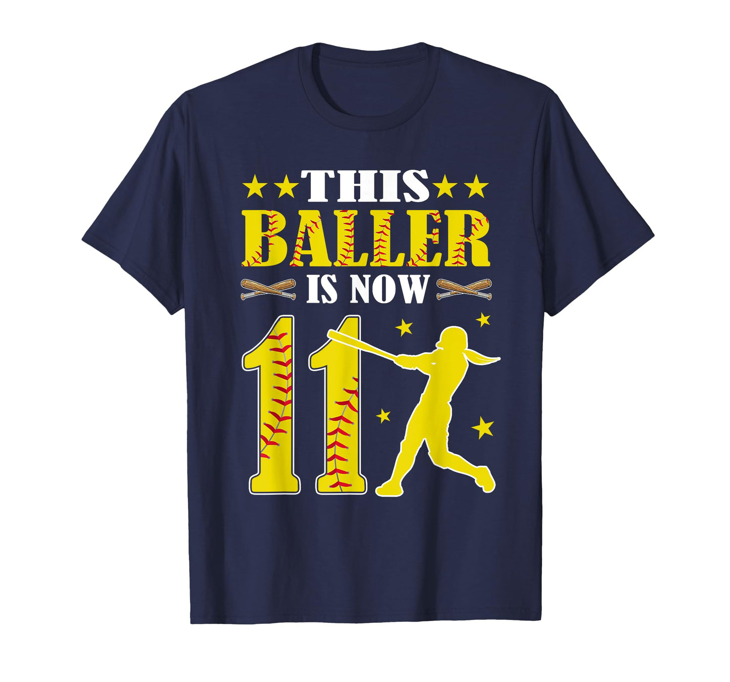 This Baller Is Now 11 Year Old Birthday Girl Softball 11th T-Shirt