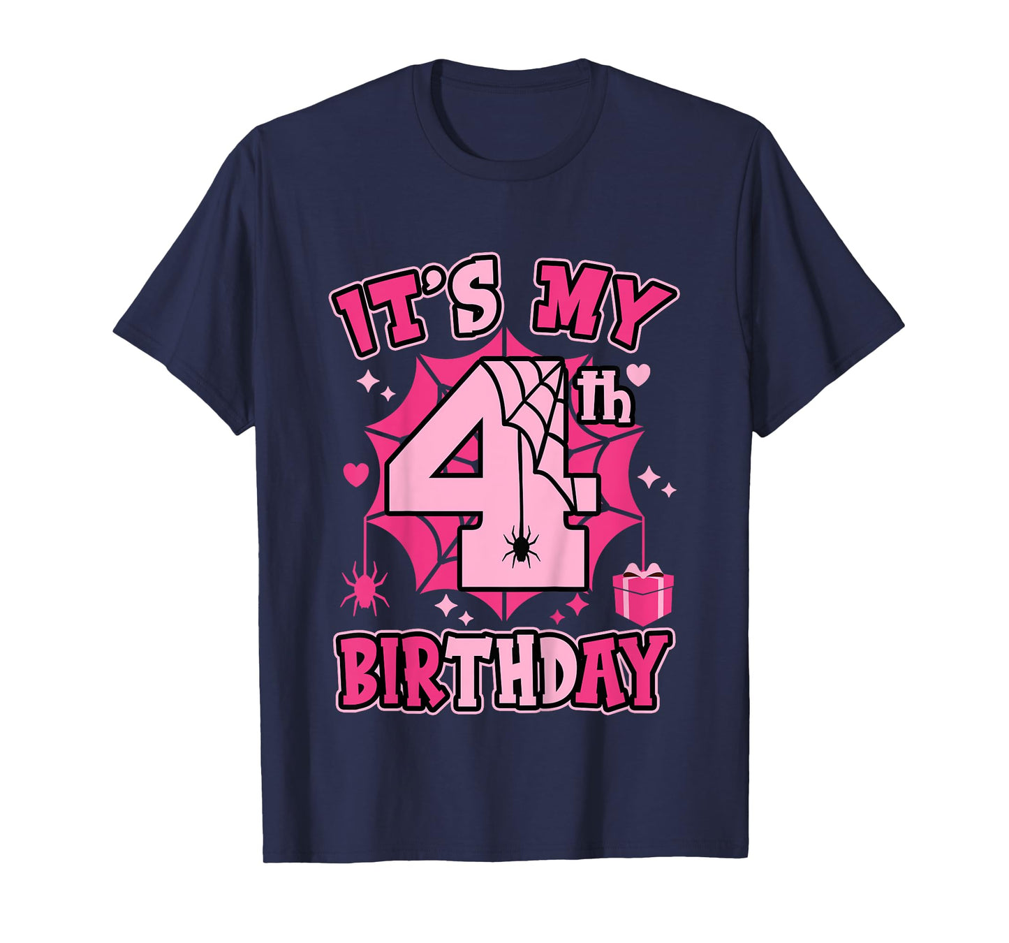 Kids It's My 4th Birthday Spider Girl Costume Party 4 Year Old T-Shirt