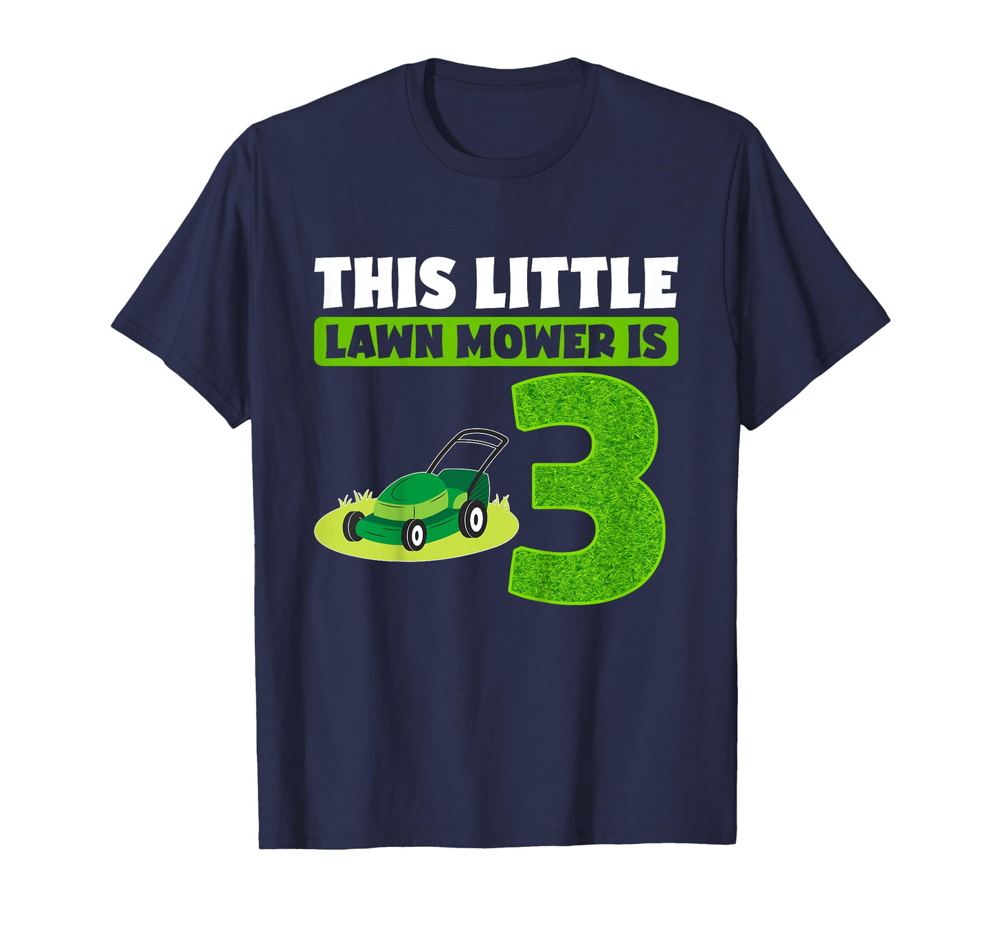 Kids 3rd Lawn Mower Birthday Party Three Year Old Boy Lawn Mowing T-Shirt