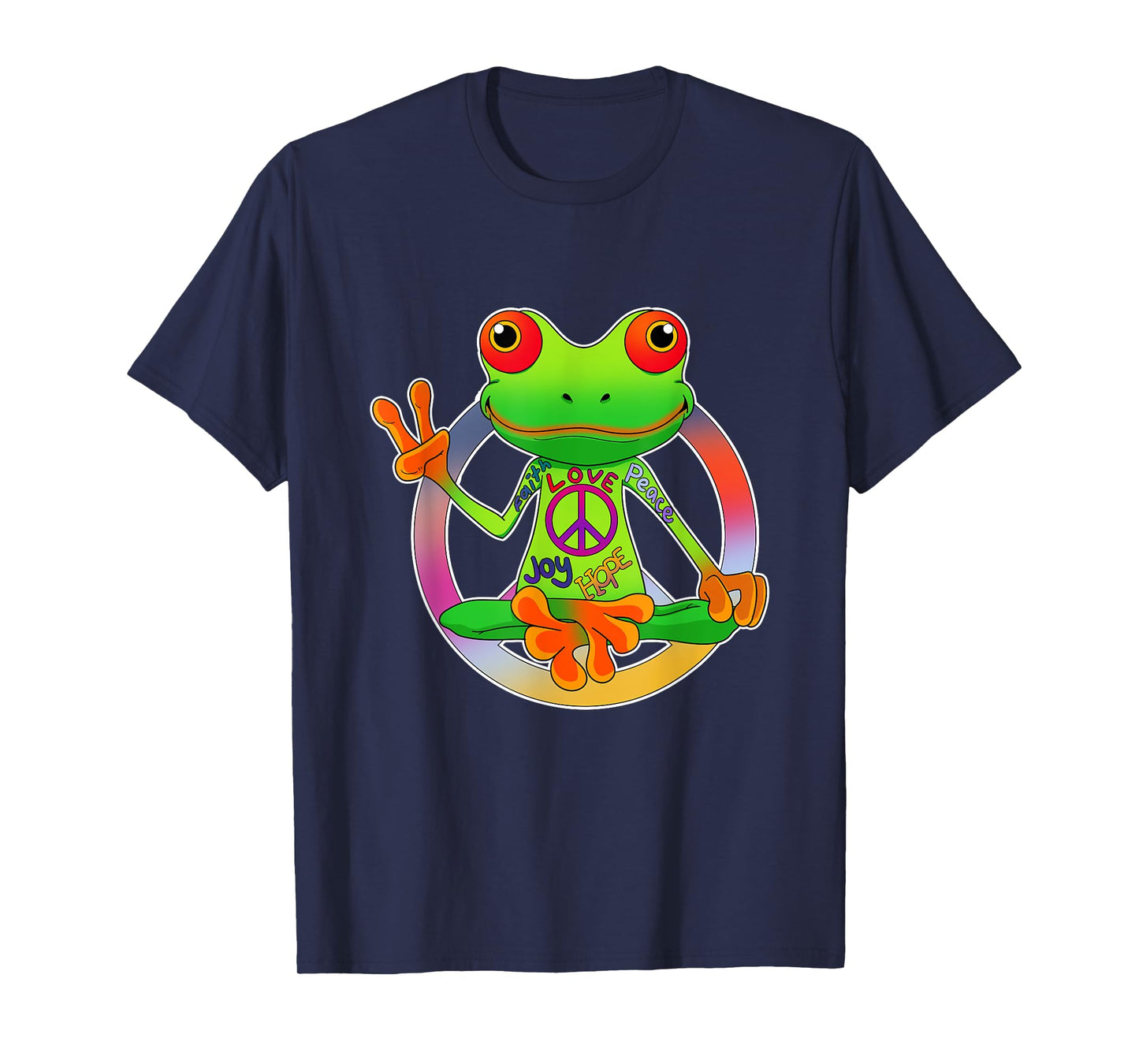 Hippie Frog Peace Sign Yoga Frogs Hippies 70s T-Shirt