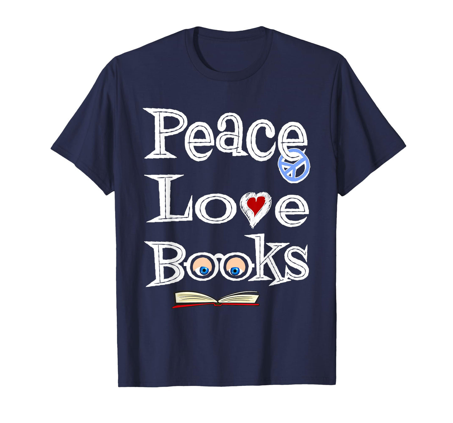 Peace Love Books T-Shirt Geeky Cute Book Nerd Gift