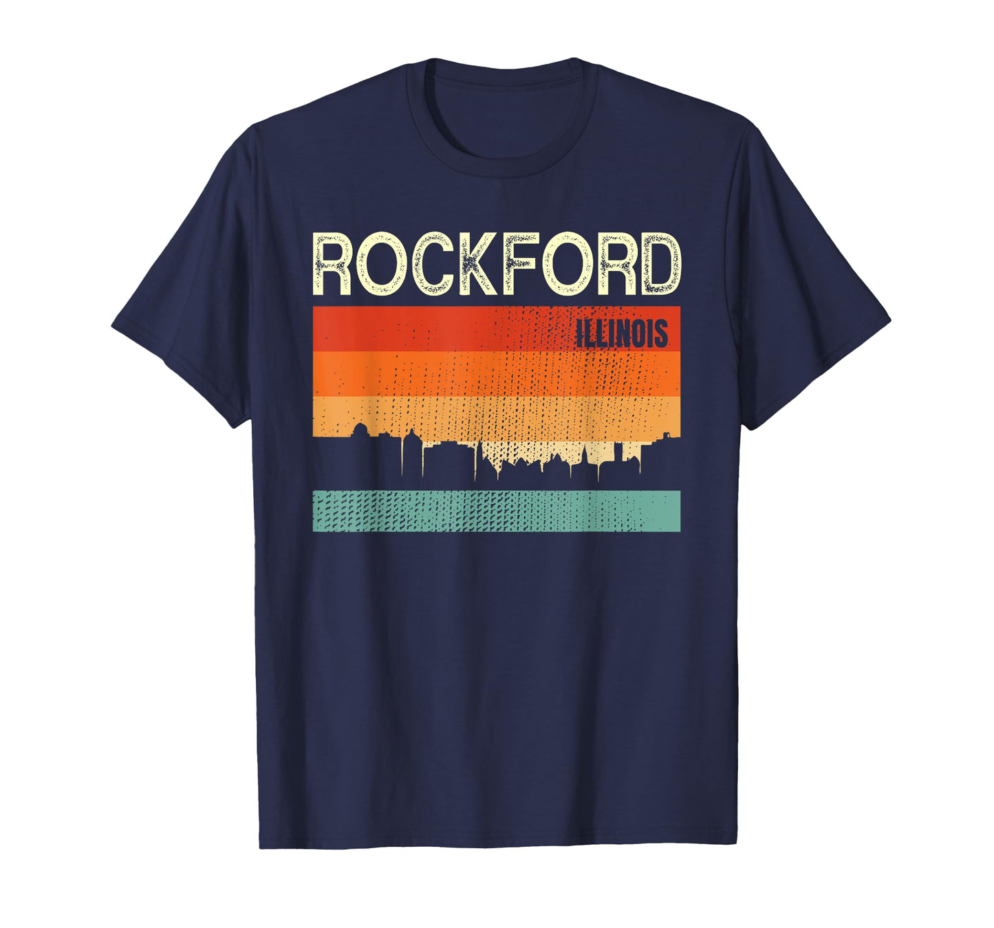 Rockford Illinois Town Skyline T-Shirt