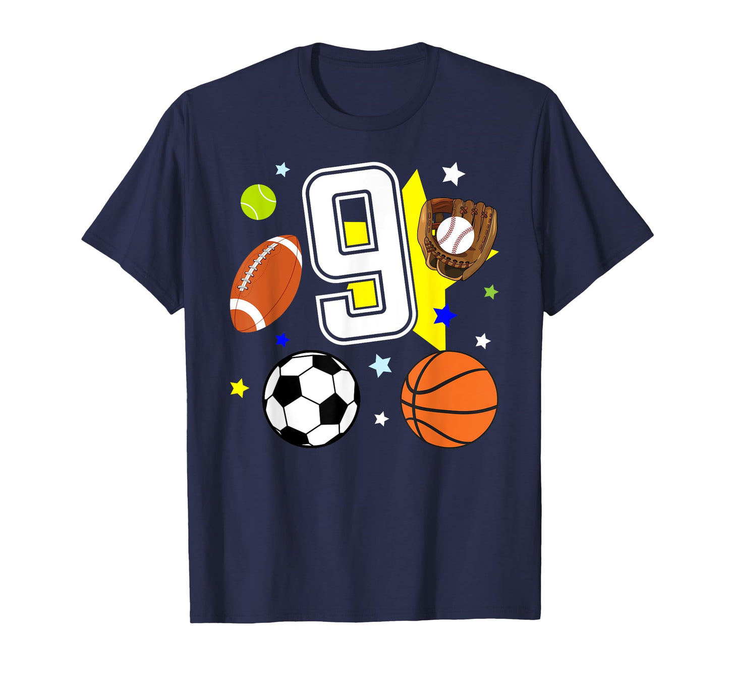 9th Birthday Sports Birthday Theme 9 Year Old Boy T-Shirt
