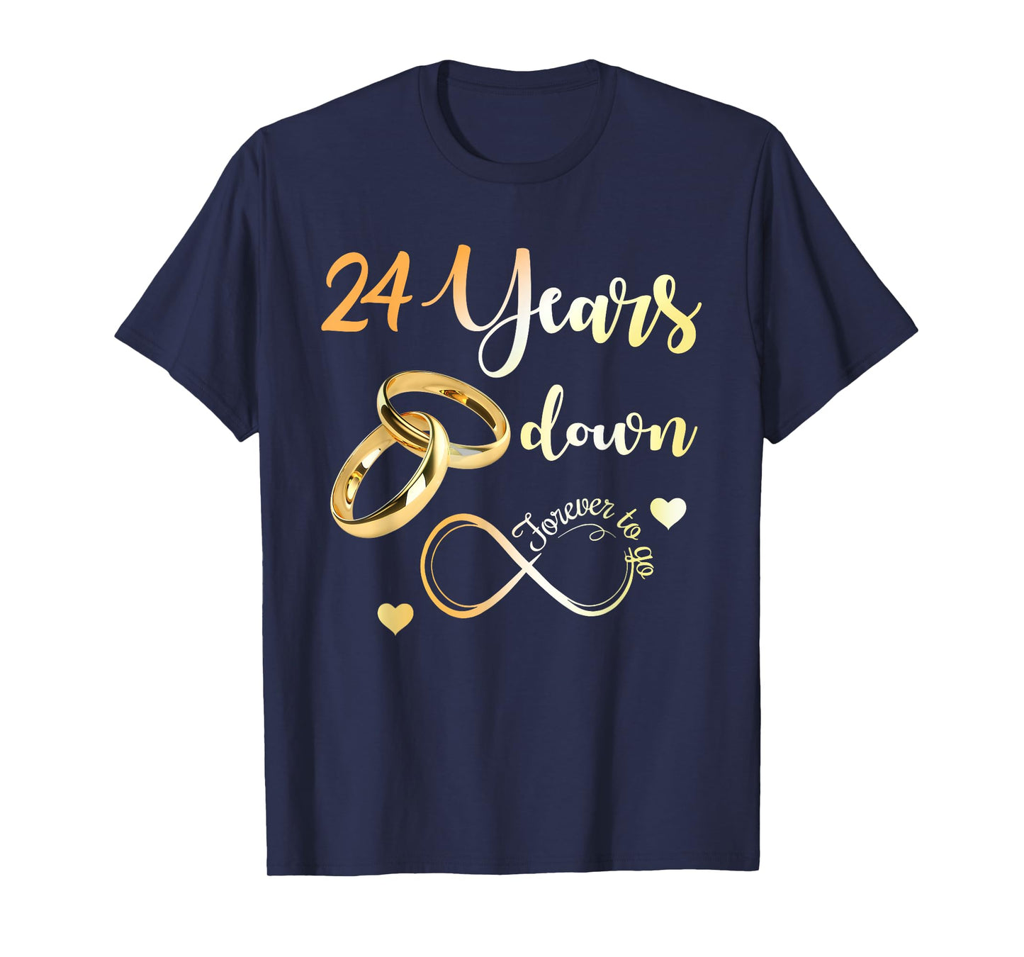 24 Years Down Forever To Go Couple Matching 24th Anniversary T-Shirt