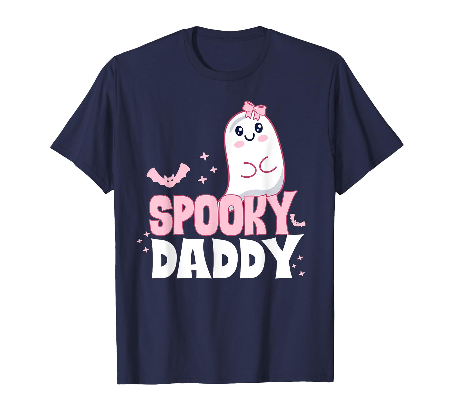 Spooky Daddy Family Cute Pink White Ghost Boo Halloween T-Shirt