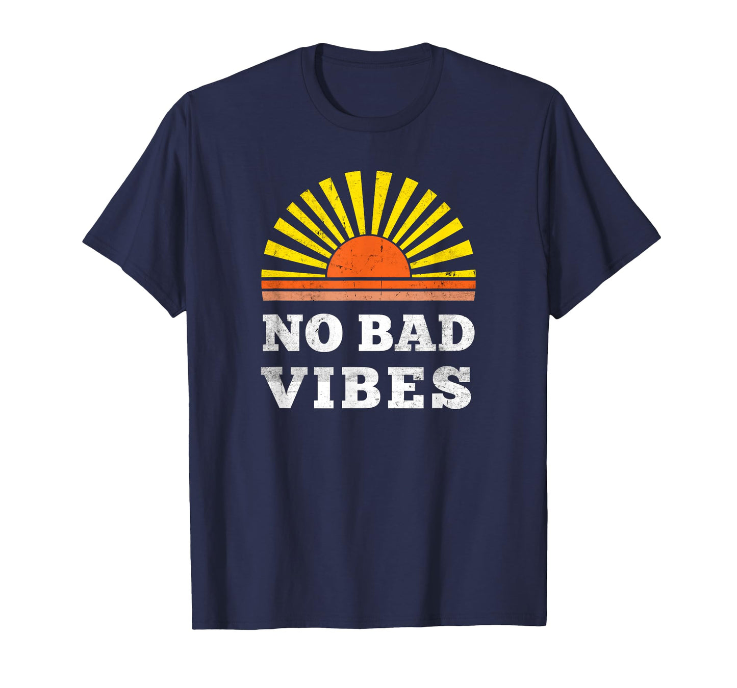 No Bad Vibes Retro Summer Sunset Think Positive Wellbeing Men Women Kids T-Shirt