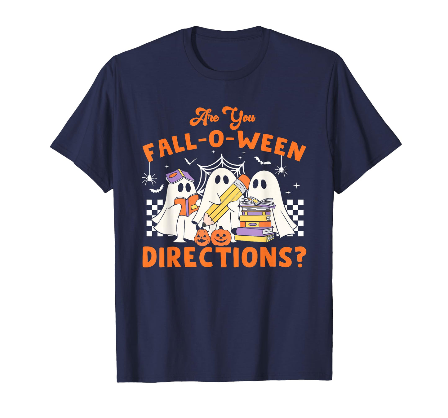 Retro are You Fall O Ween Directions Teacher Halloween Ghost T-Shirt