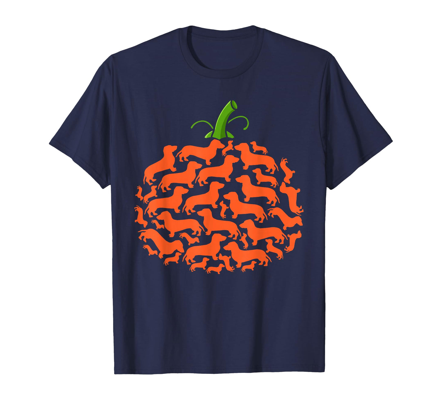 Dachshund Pumpkin Shape Plaid Leopard Dog Autumn Halloween T-Shirt