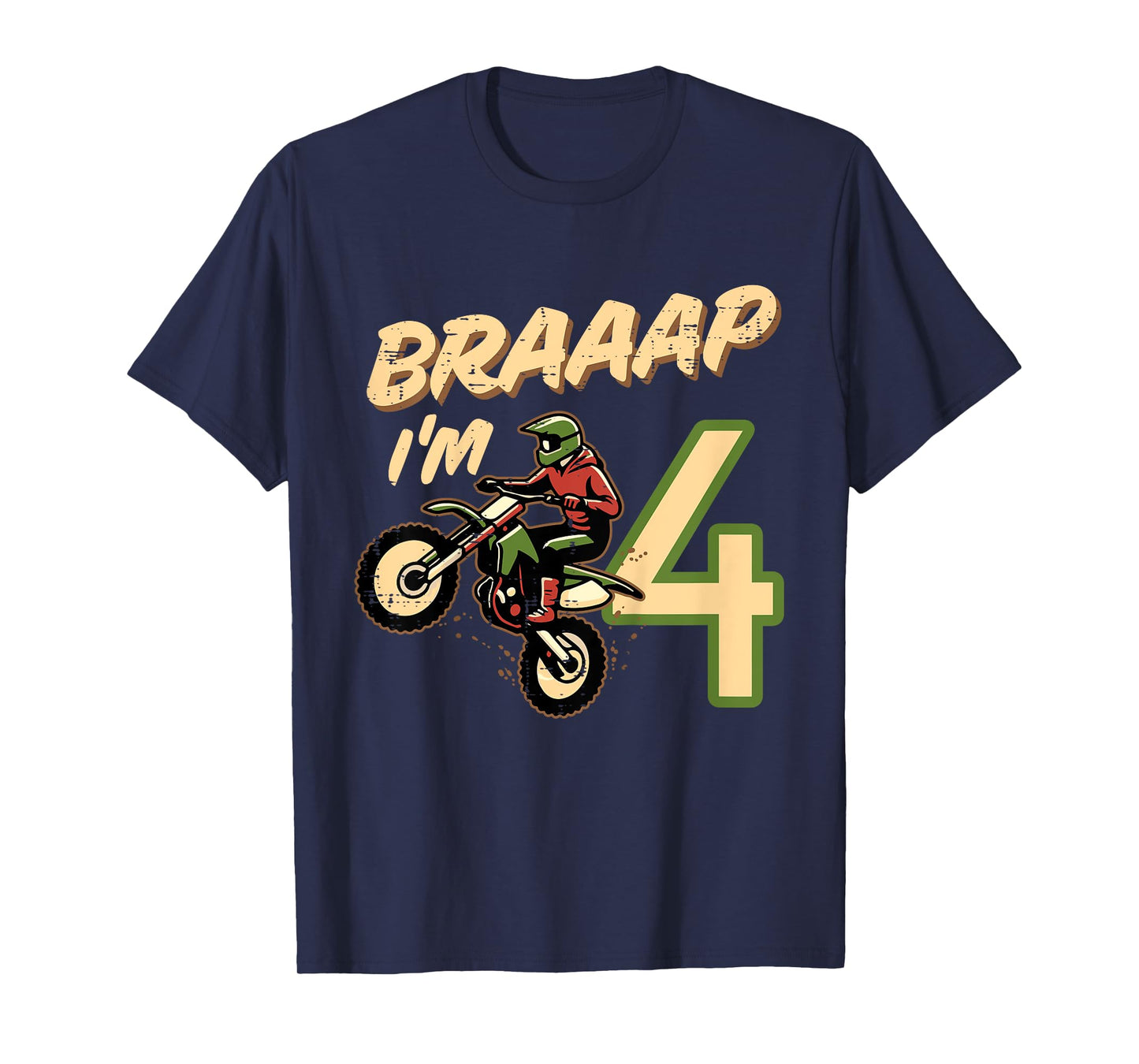 Kids Braaap Im 4 Dirt Bike 4th Birthday Bday Motocross Boys Kids T-Shirt