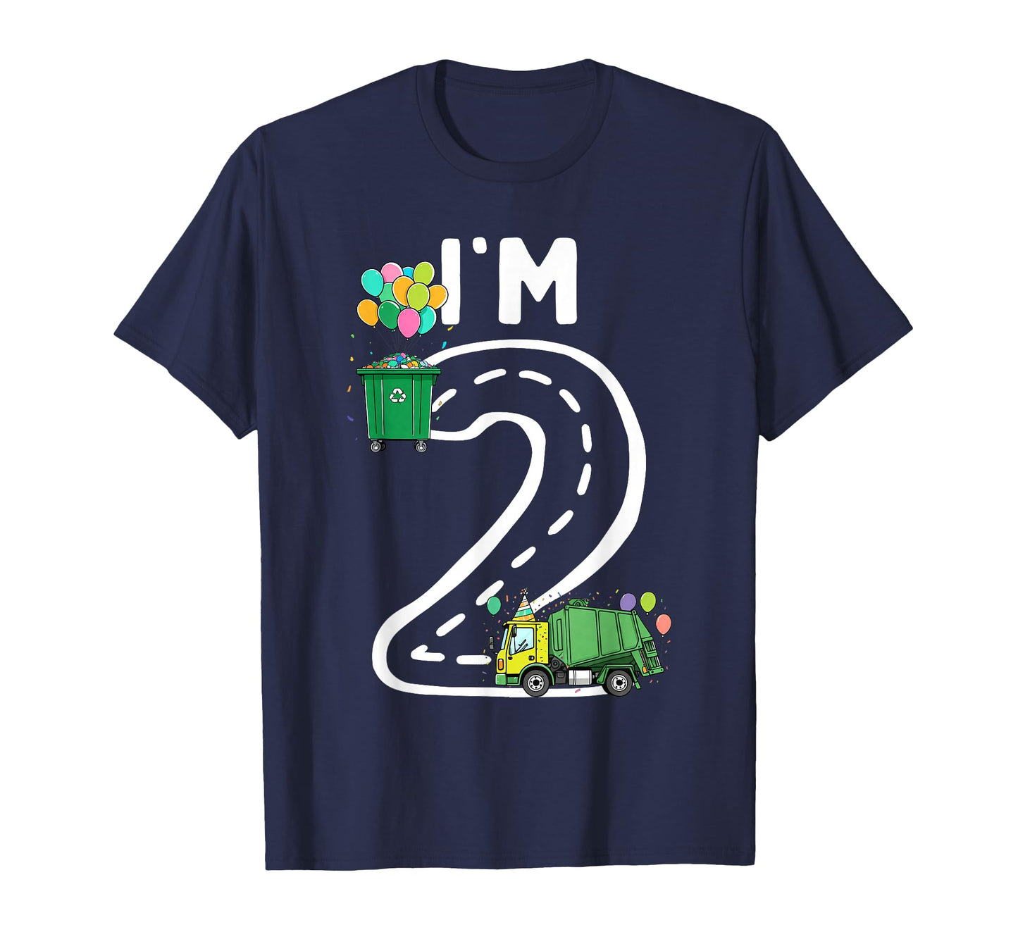 I'm 2 Two Years Old Garbage Truck 2nd Birthday Boy Kids T-Shirt