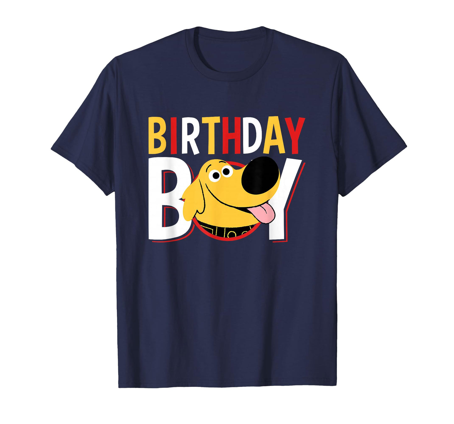 Disney Pixar Up Birthday Boy Cute Dug Big Chest Text Logo T-Shirt