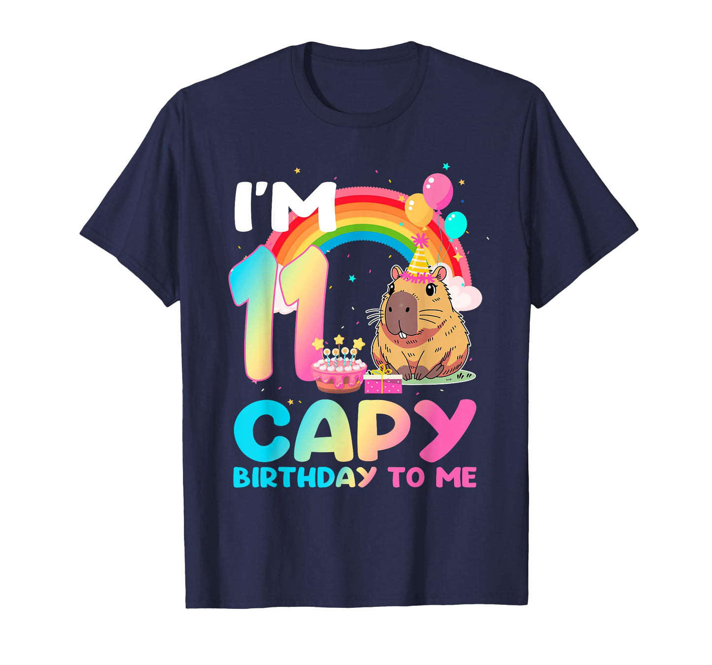 I'm 11 Year Old Capy Happy Birthday To Me 11th Bday Capybara T-Shirt