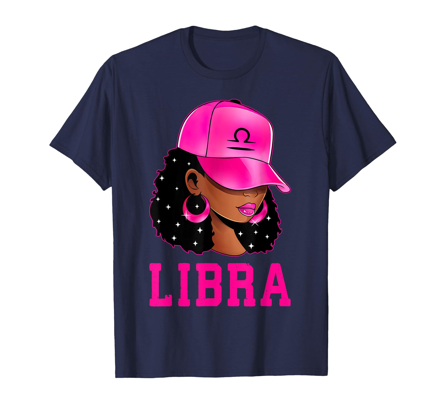 Libra Queen Sassy Black Woman Afro Girl Zodiac Sign T-Shirt