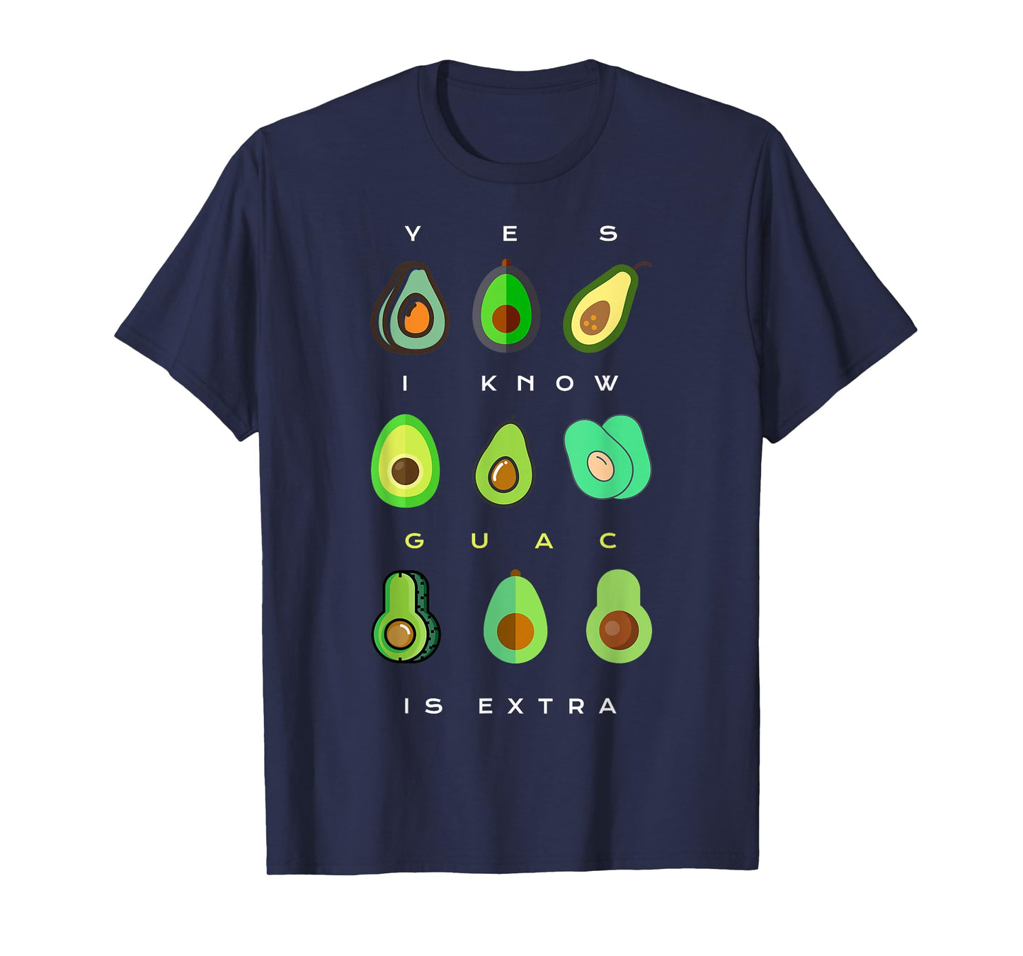 Yes I Know Guac Is Extra Funny Avocado Guacamole T-Shirt