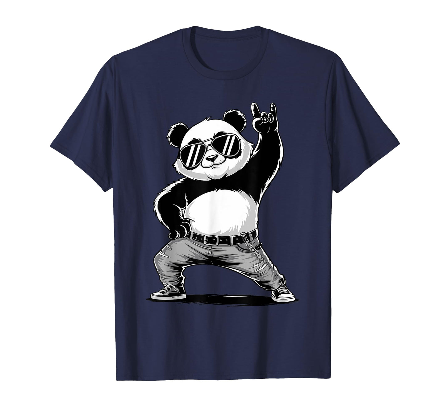 Retro Panda Rock Music Men Kids Women Panda Lover Costume T-Shirt